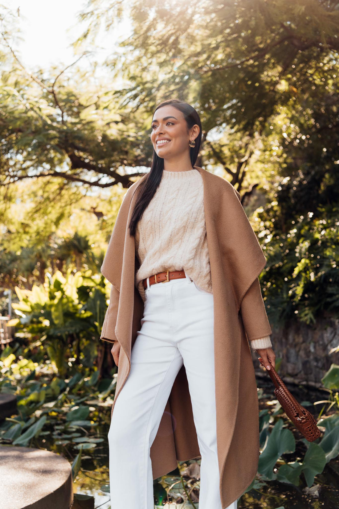 LUMI MERINO WOOL WRAP COAT - CAMEL