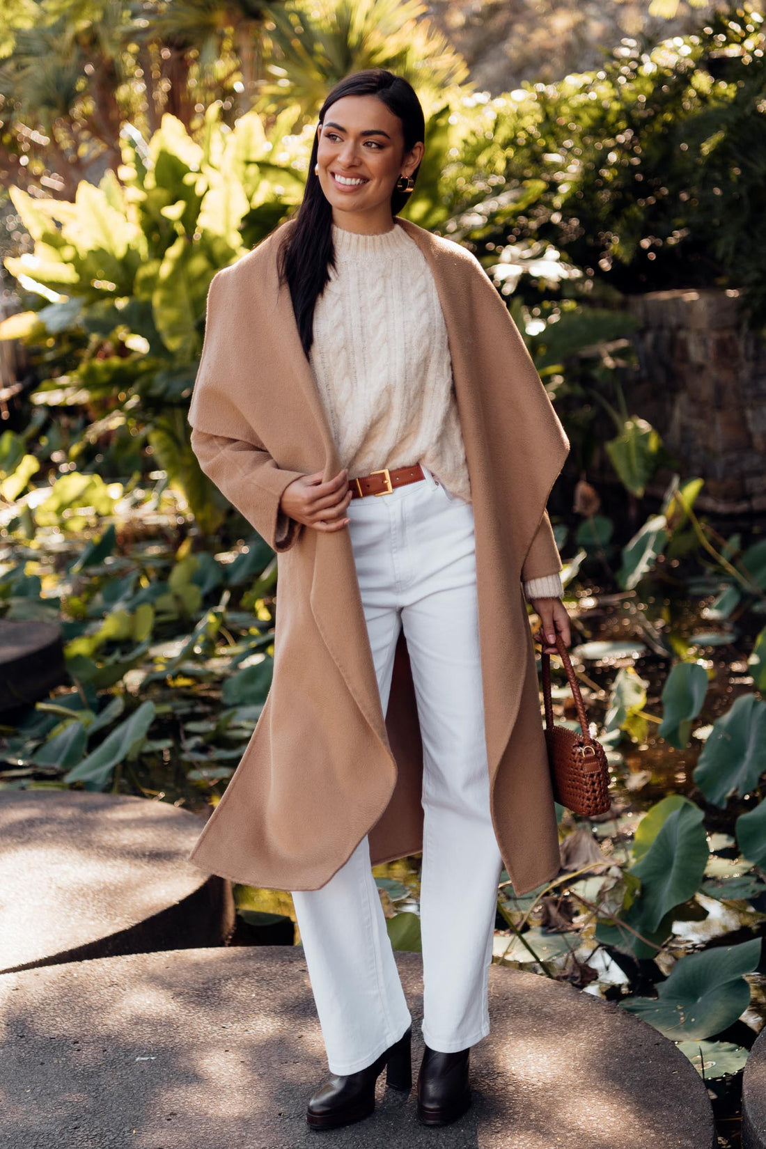 LUMI MERINO WOOL WRAP COAT - CAMEL