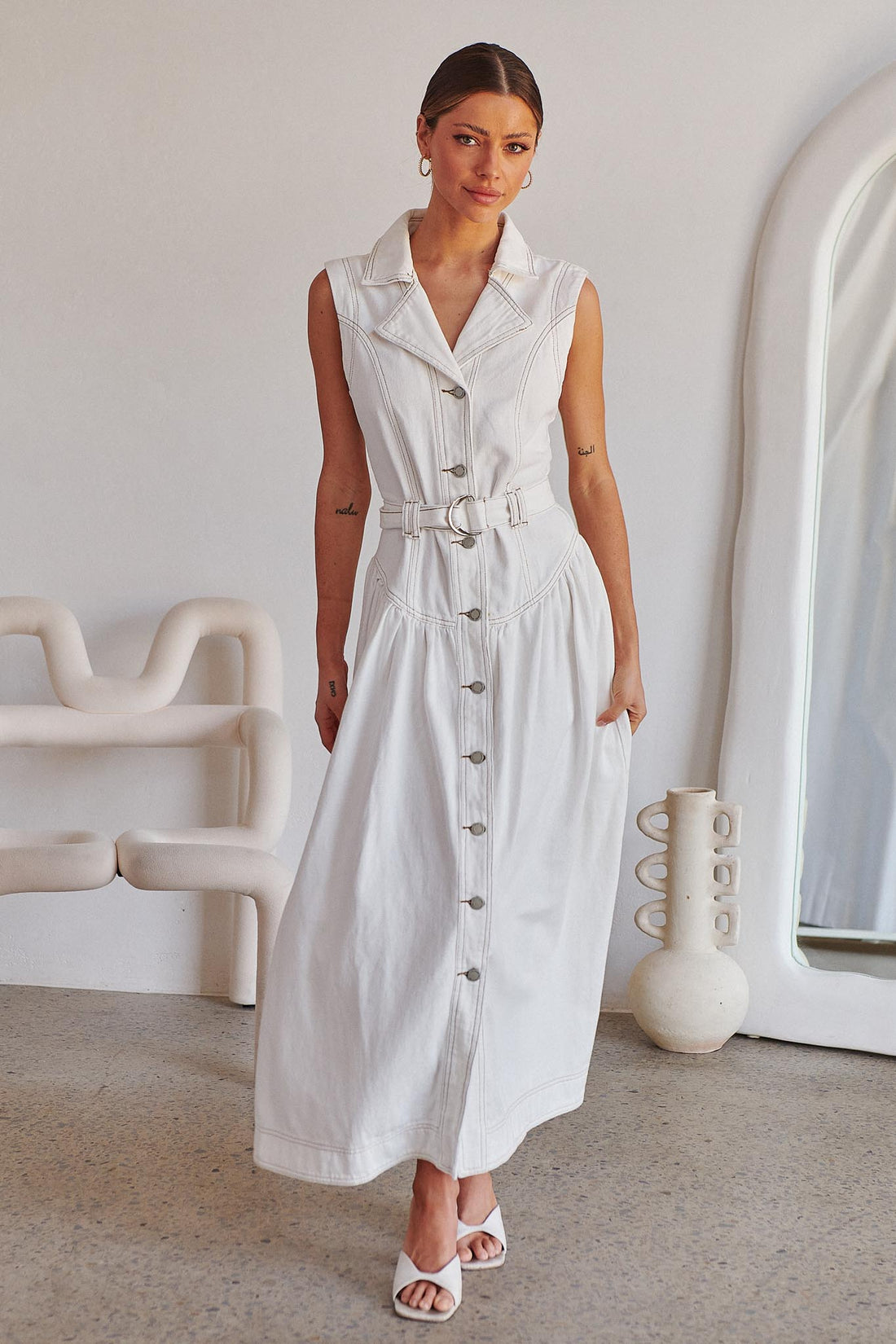 Alexandra Denim Dress - White