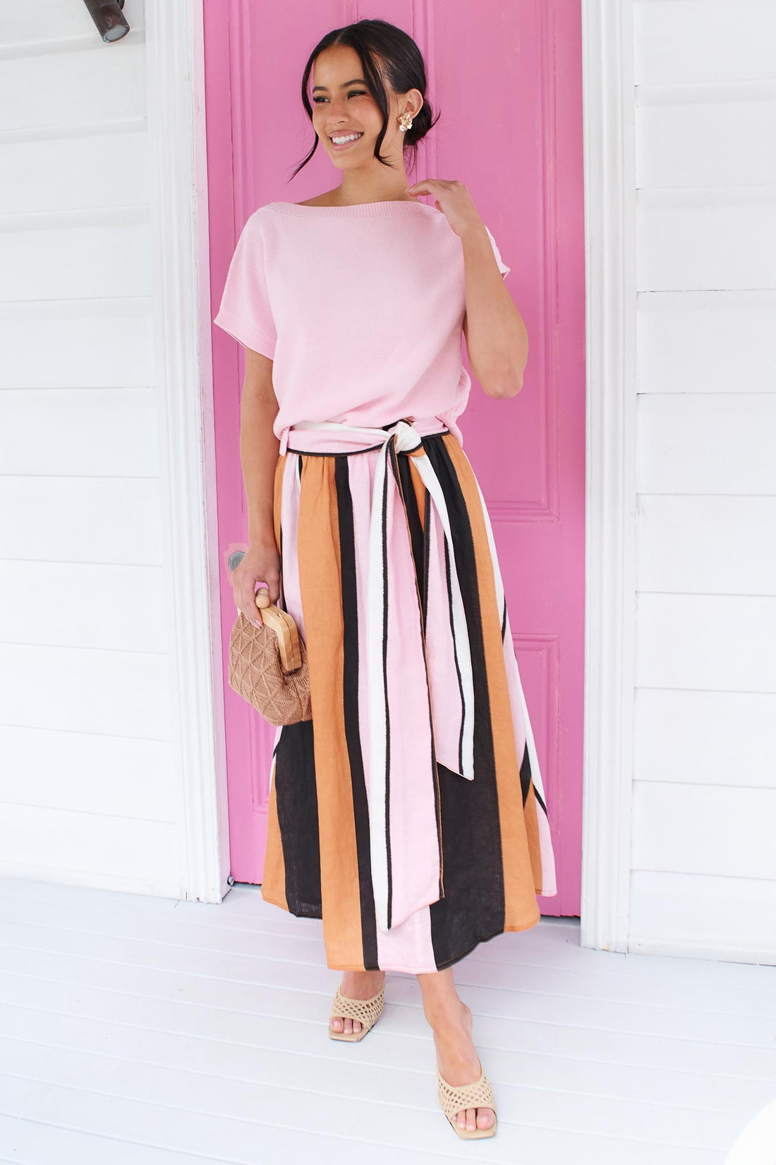 Angelina Linen Midi Skirt