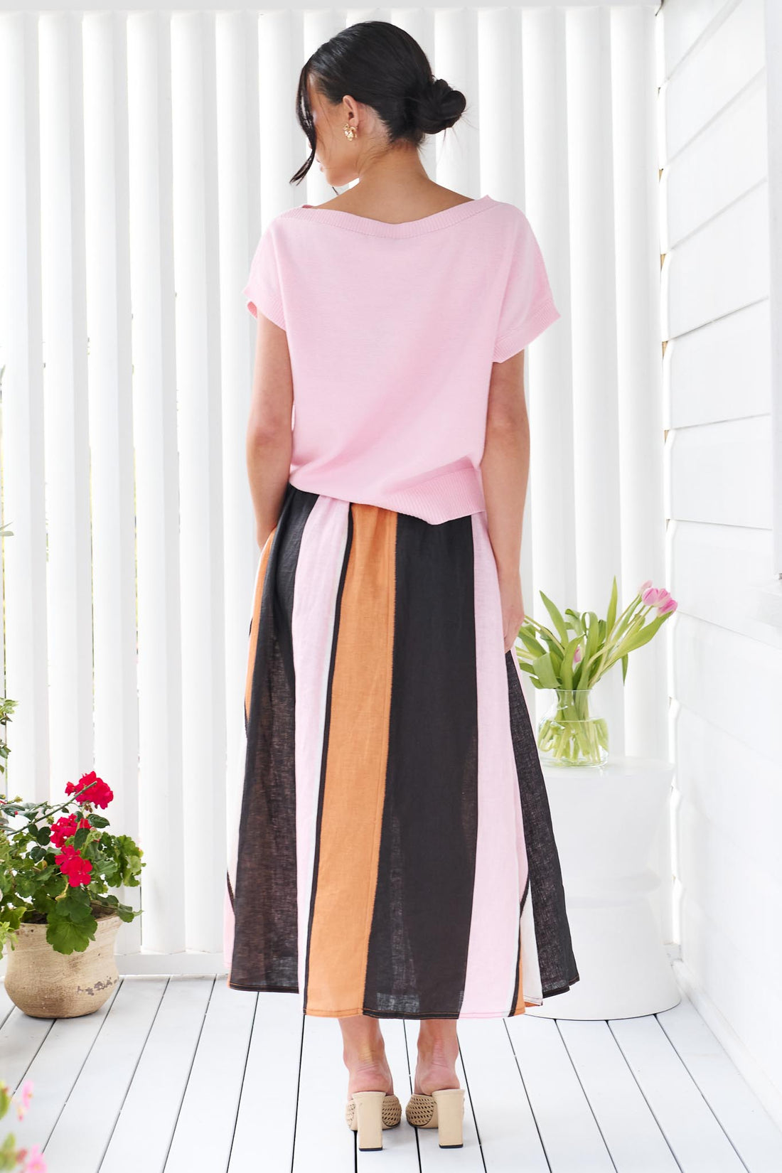 Angelina Linen Midi Skirt