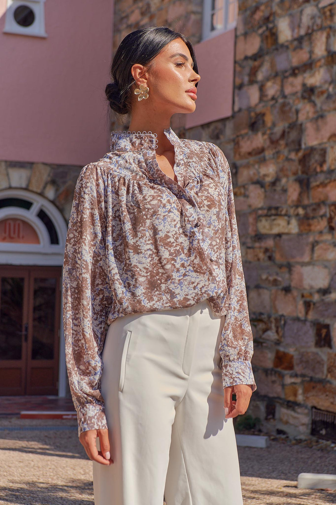 Anna Shirt - Brown Print