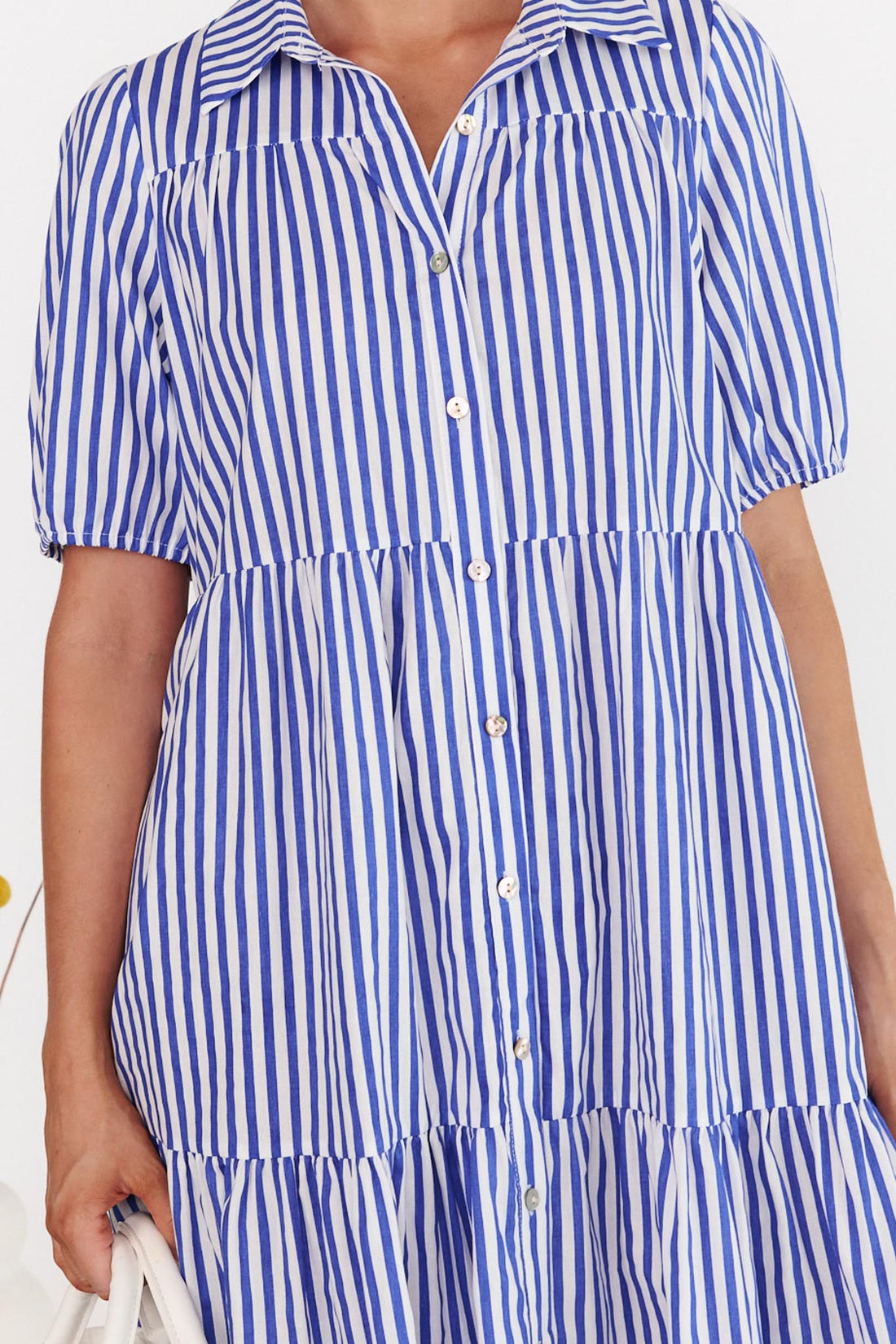 Annabel Blue/White Stripe Cotton Dress