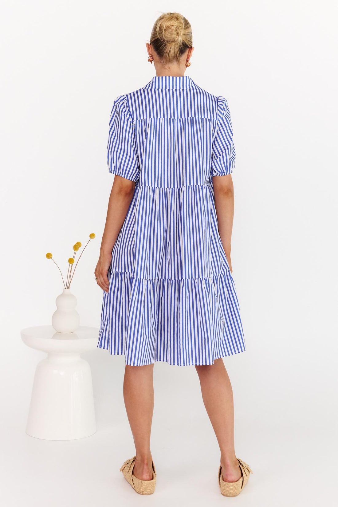 Annabel Blue/White Stripe Cotton Dress