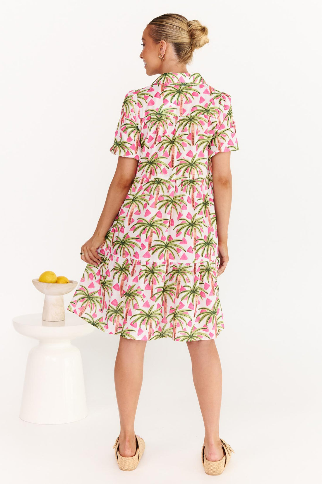 Annabel Pink Palm Print  Dress