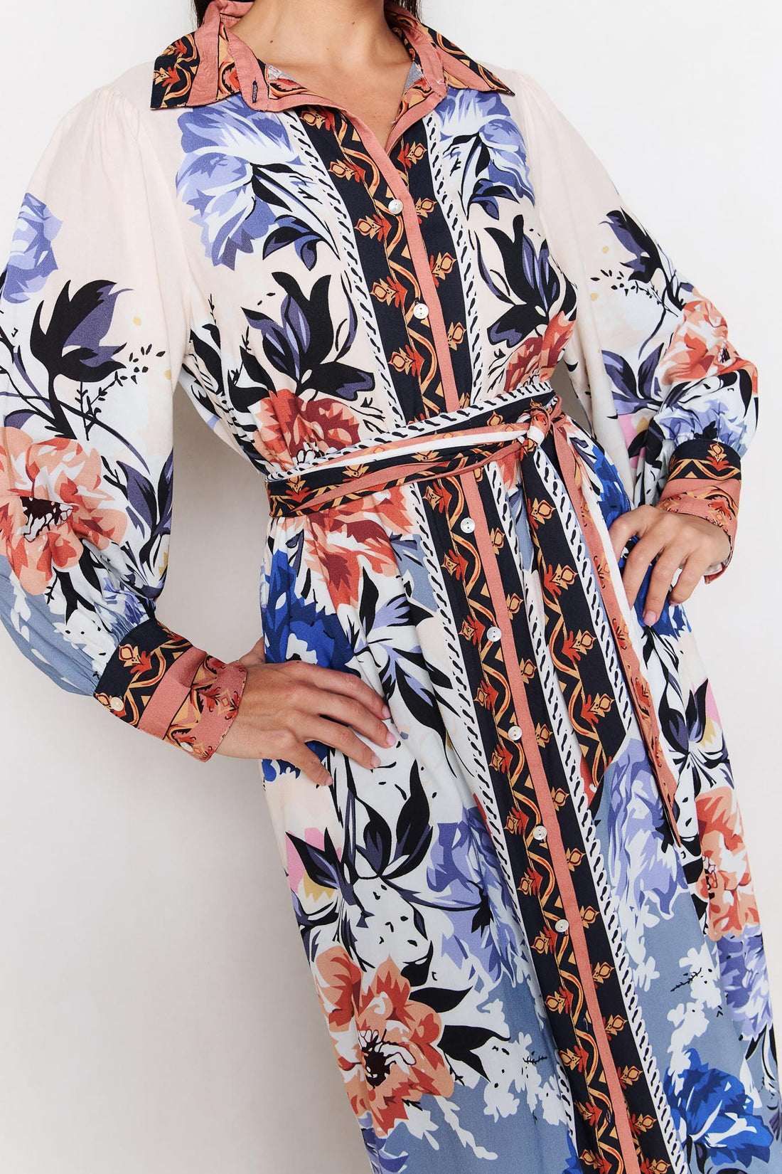 Arabella Midi Shirt Dress - Camellia Print