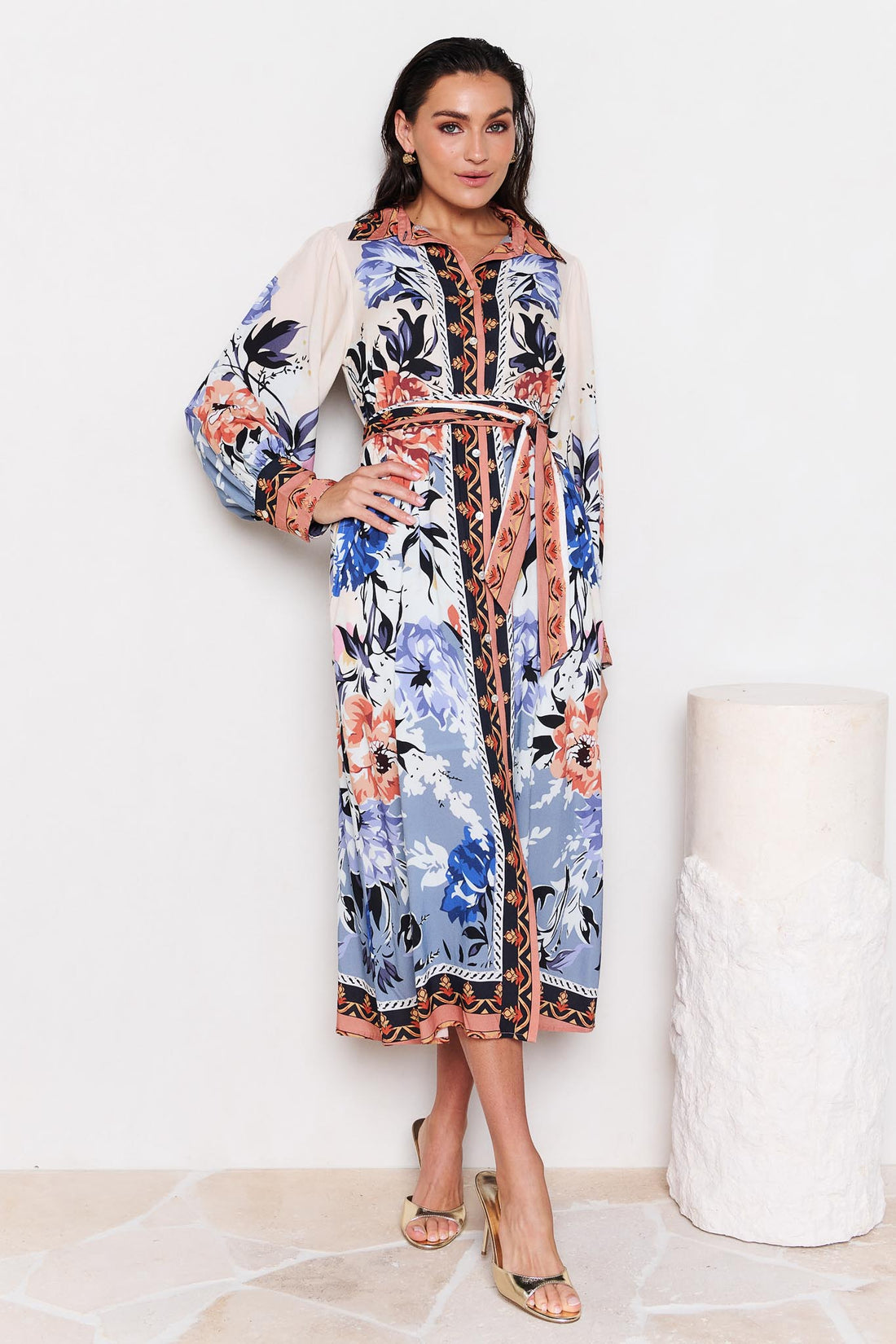 Arabella Midi Shirt Dress - Camellia Print
