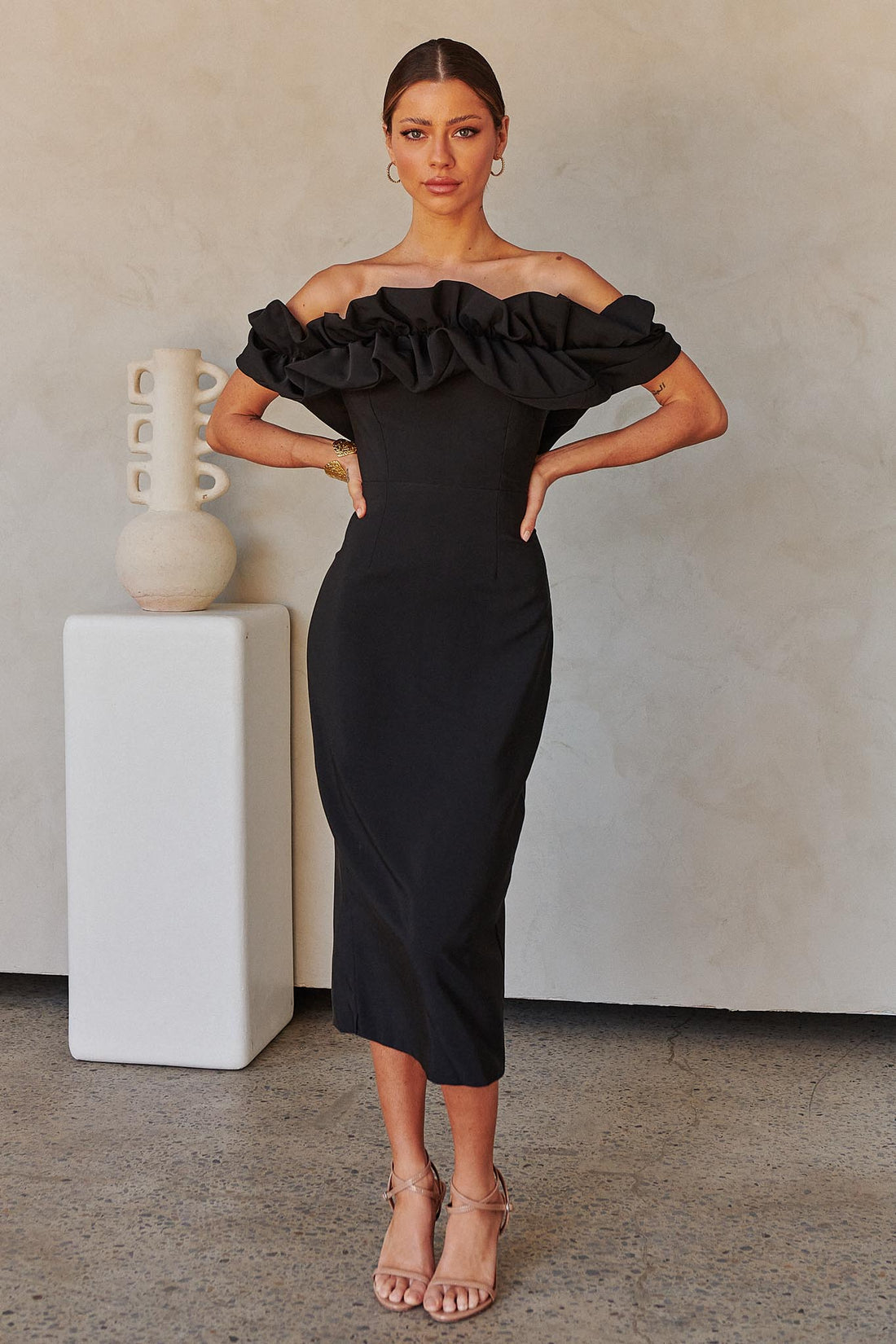 Ariana Midi Dress - Black