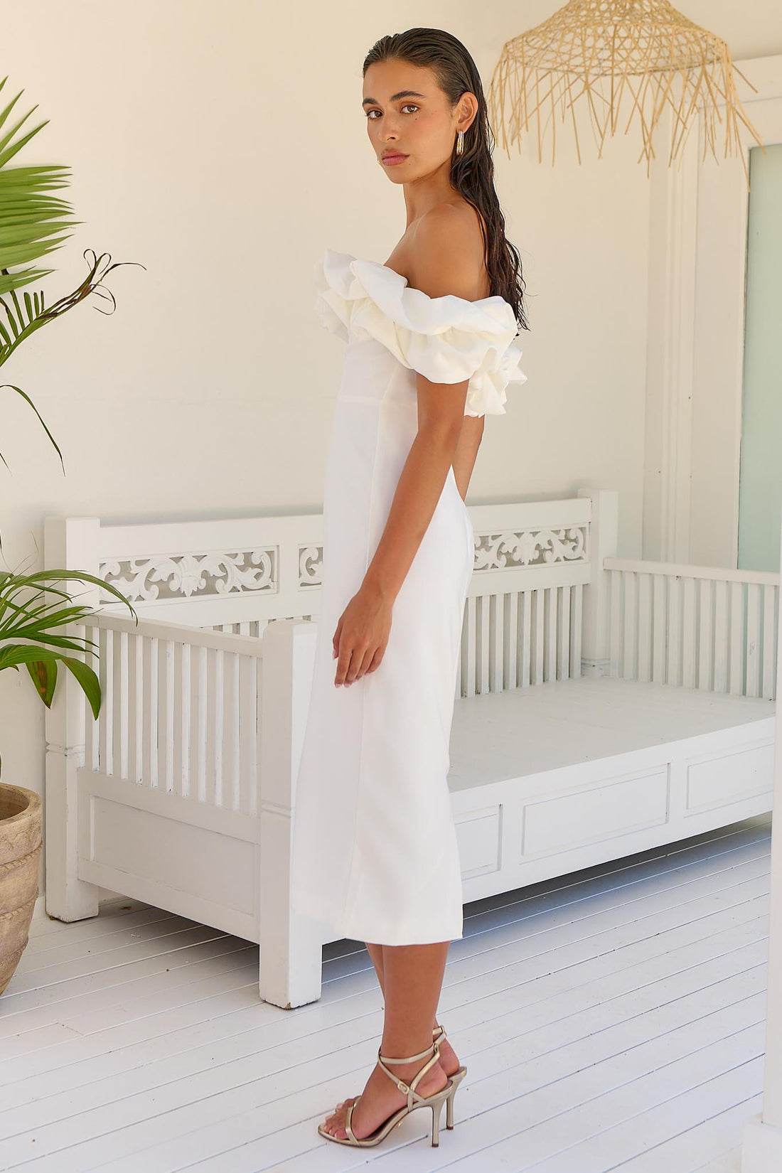 Ariana Midi Dress - White - SALE