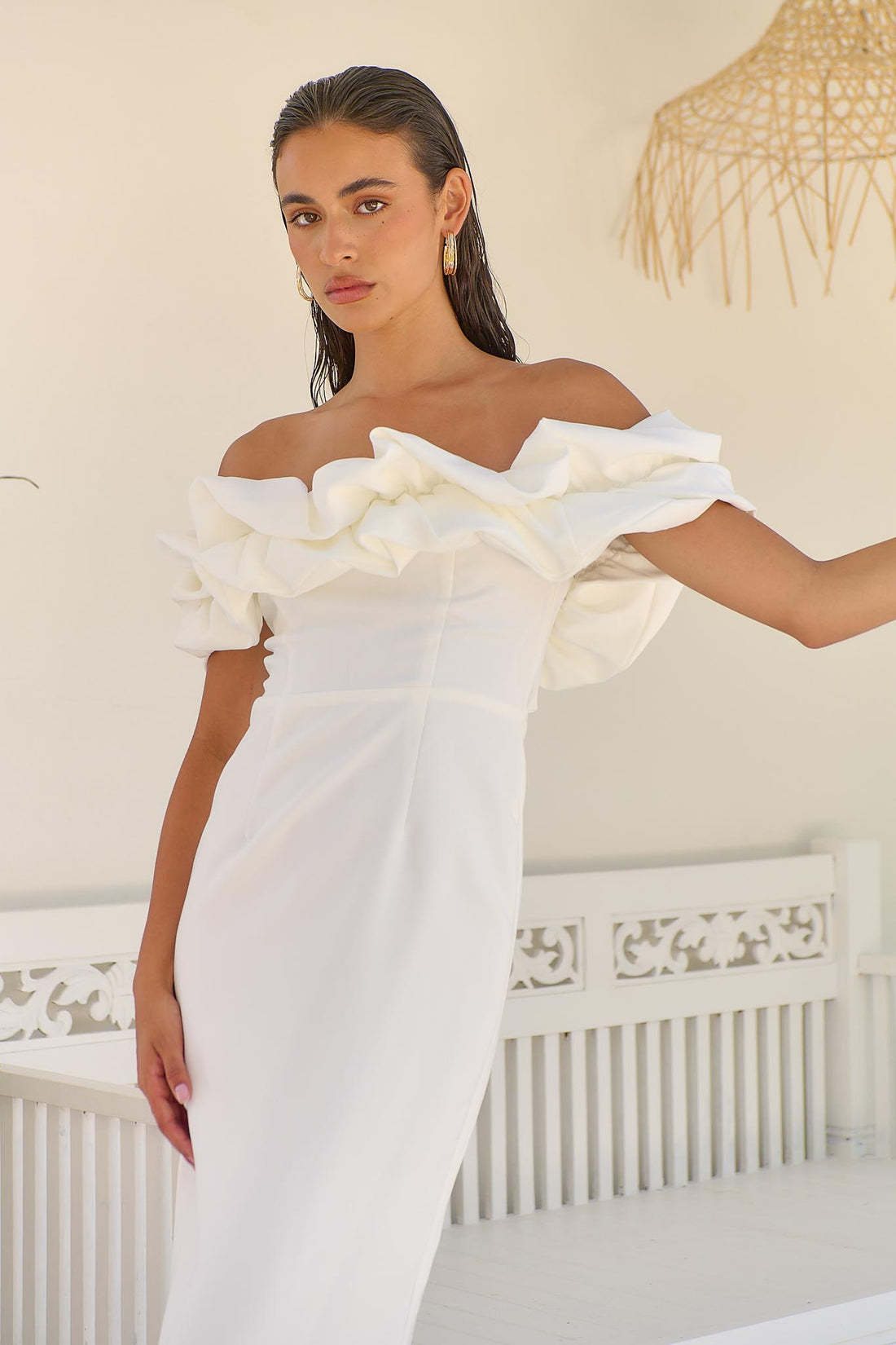 Ariana Midi Dress - White - SALE