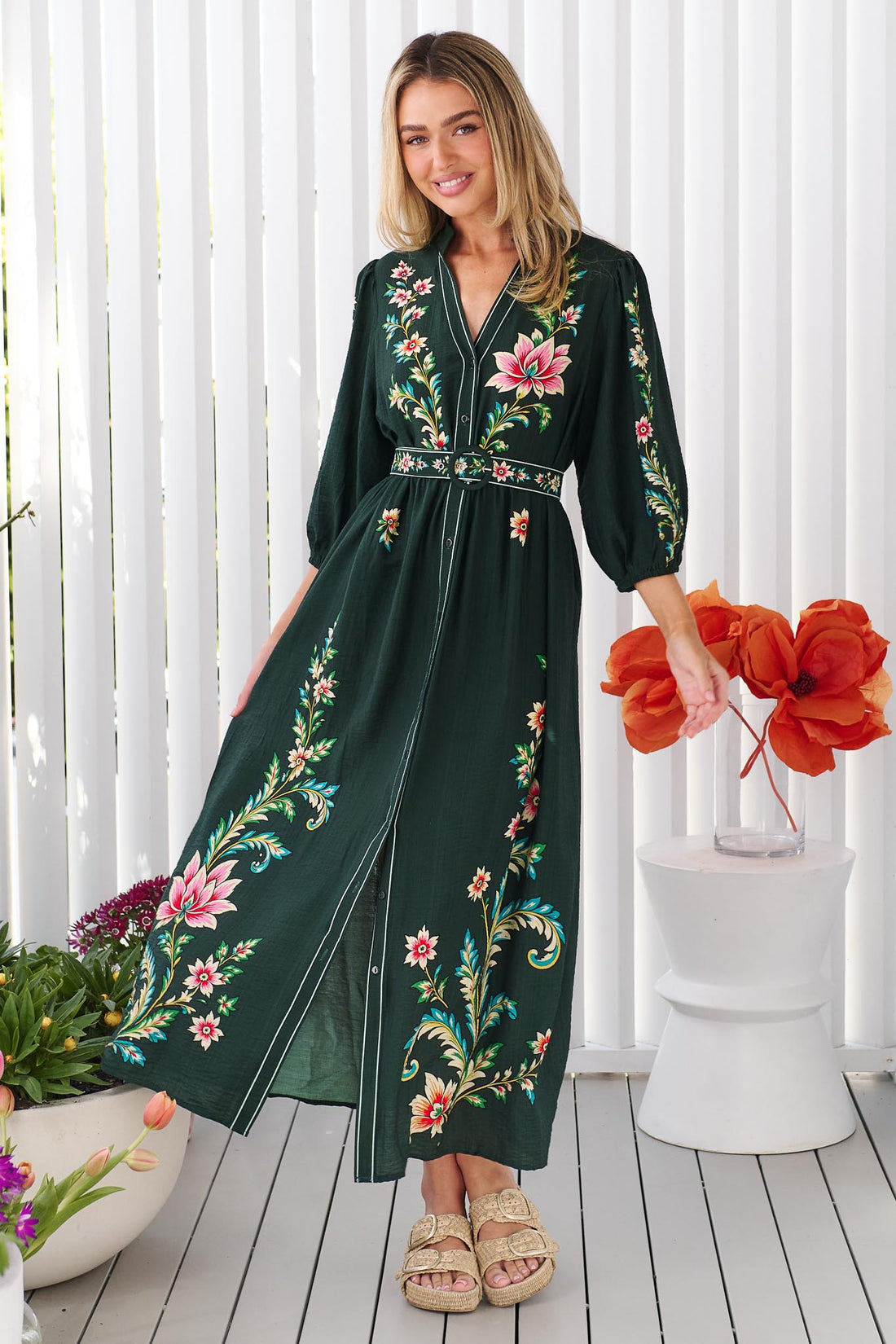 Arielle Midi Dress - Juniper Green