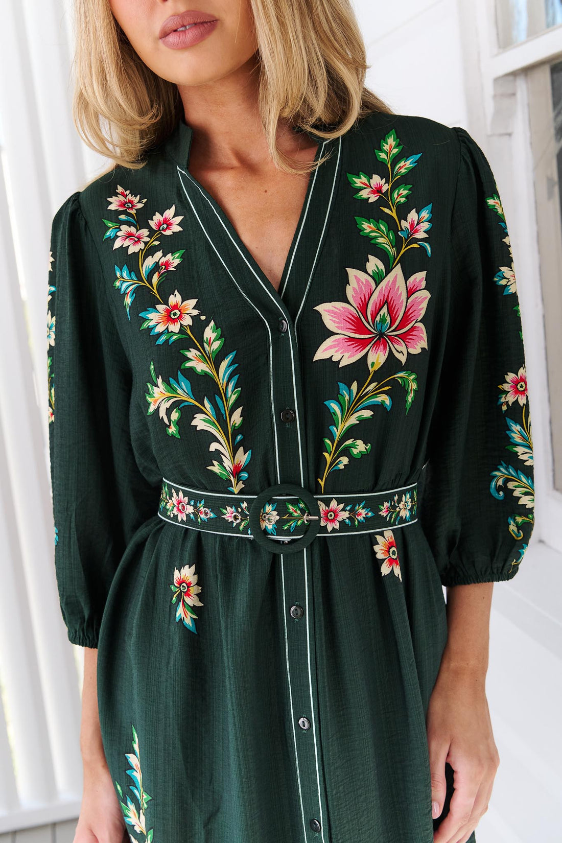 Arielle Midi Dress - Juniper Green