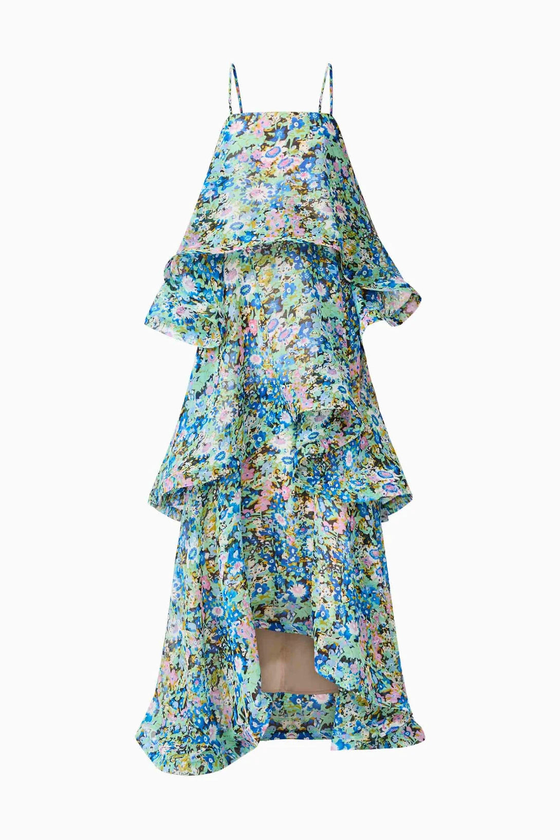 Armani Tiered Maxi Dress in Blue Floral by ELLIATT