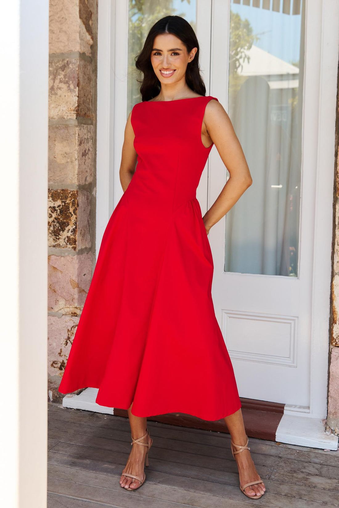 Audrey Midi Dress - Red