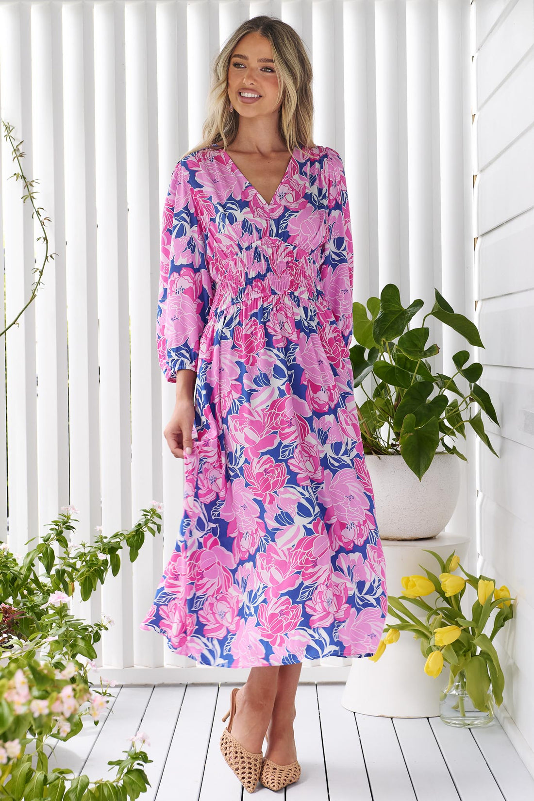 Bloom Midi Dress - Pink/Blue