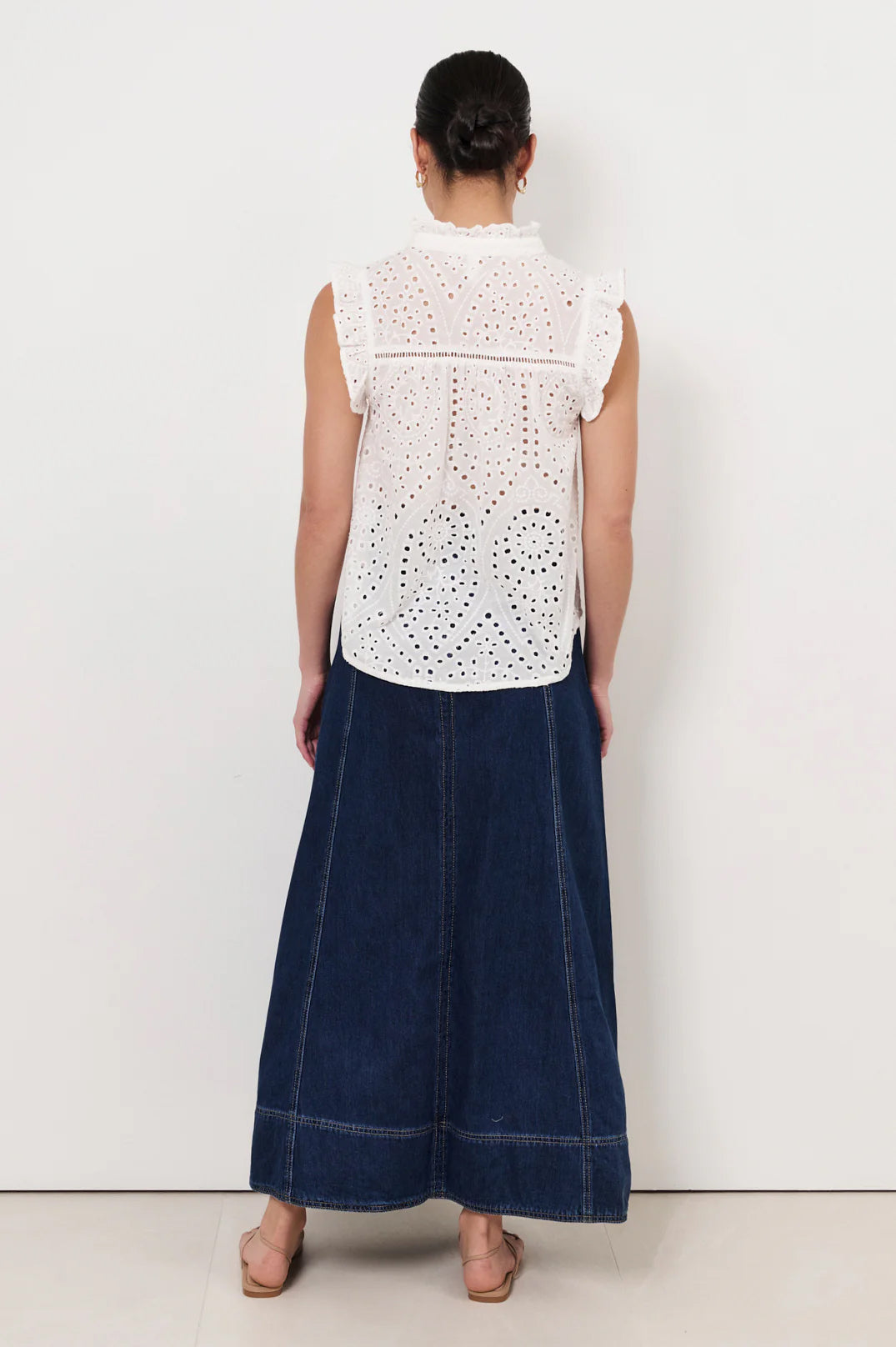 Bree Broderie Anglaise Top - White