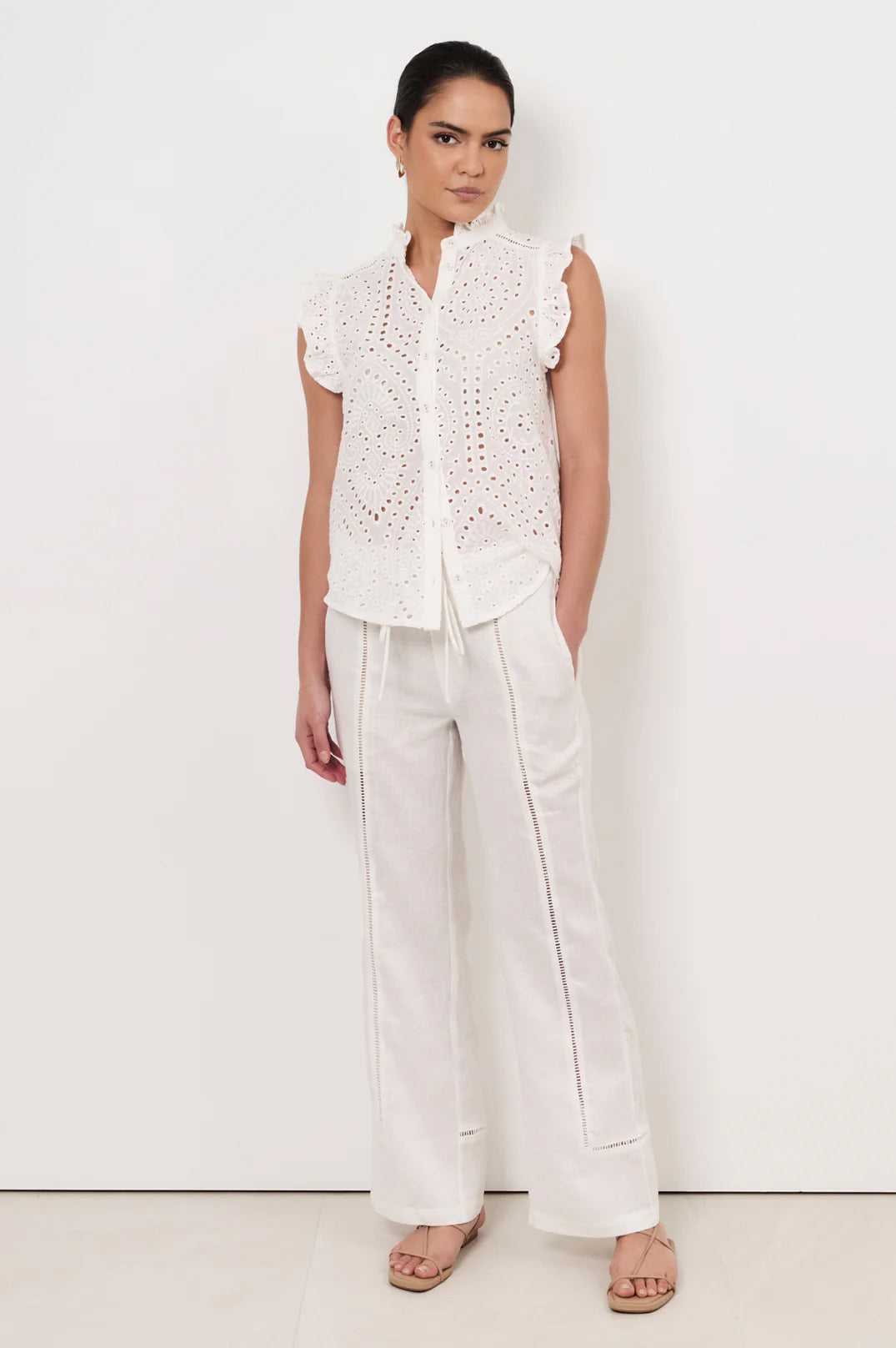 Bree Broderie Anglaise Top - White