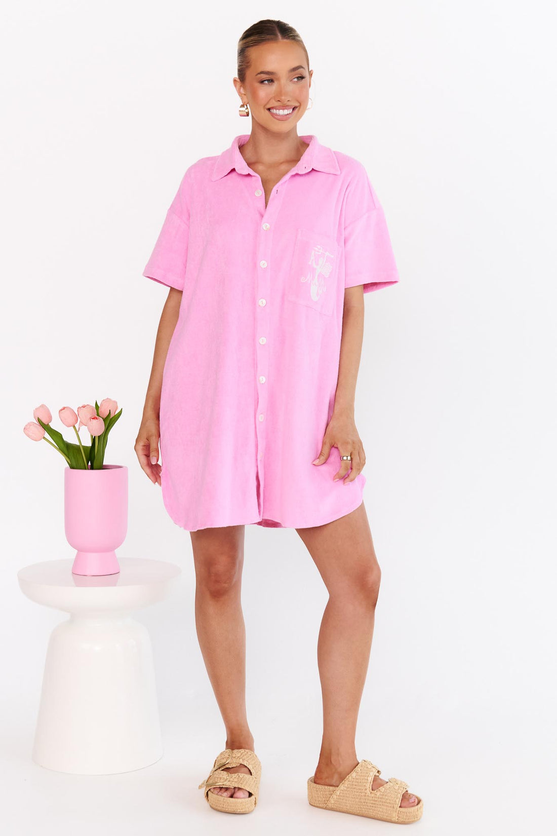 Cala Shirt Dress - Pink