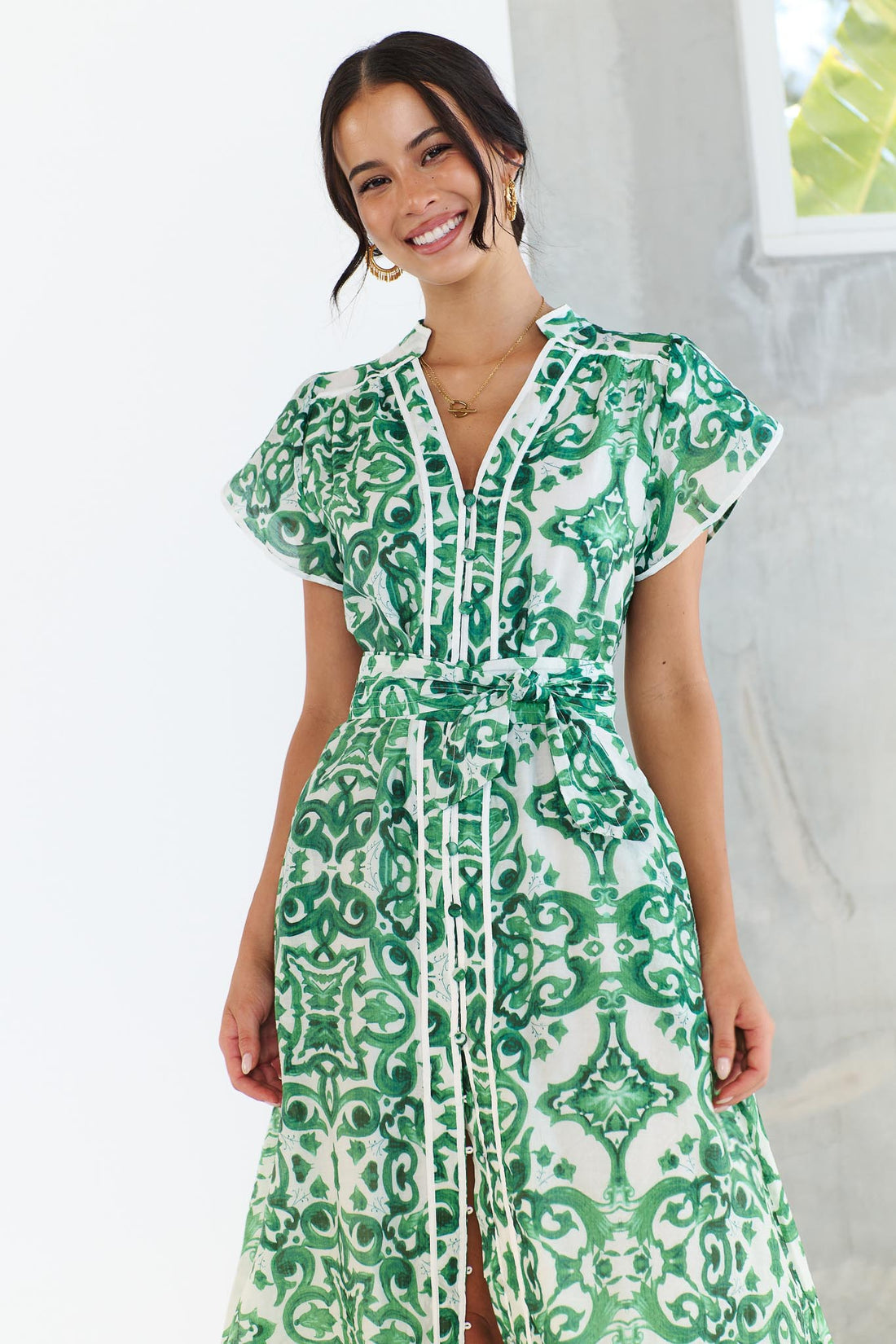 Cara Midi Dress - Green