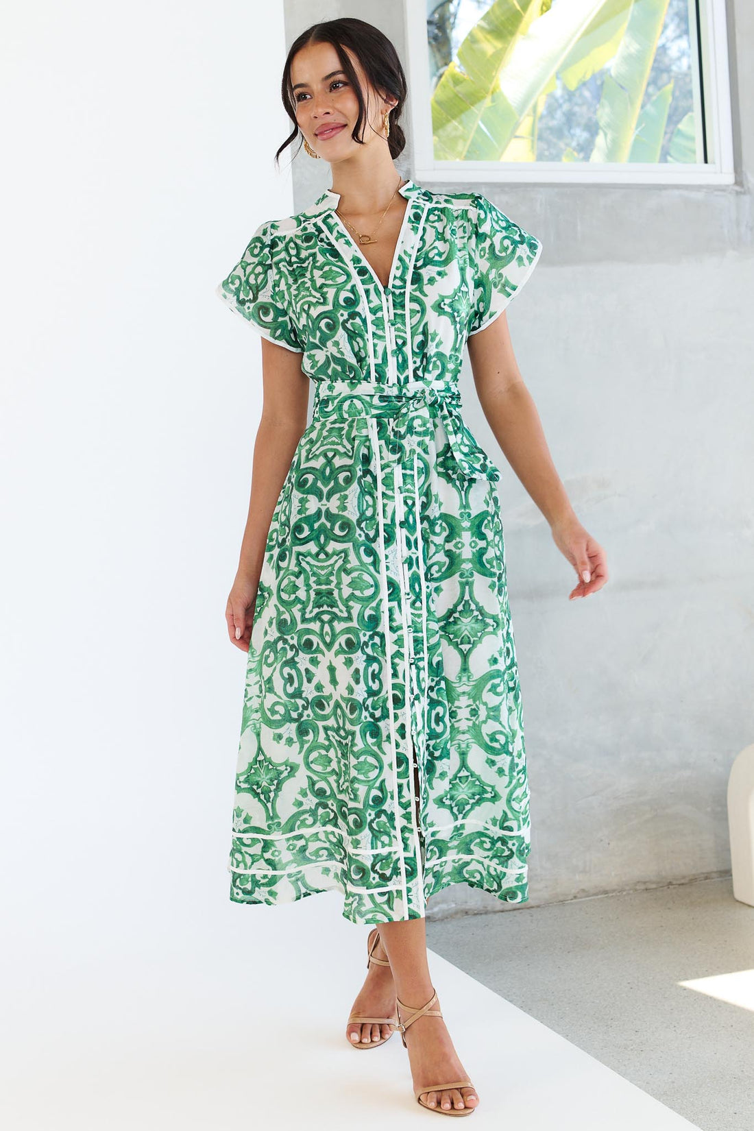 Cara Midi Dress - Green