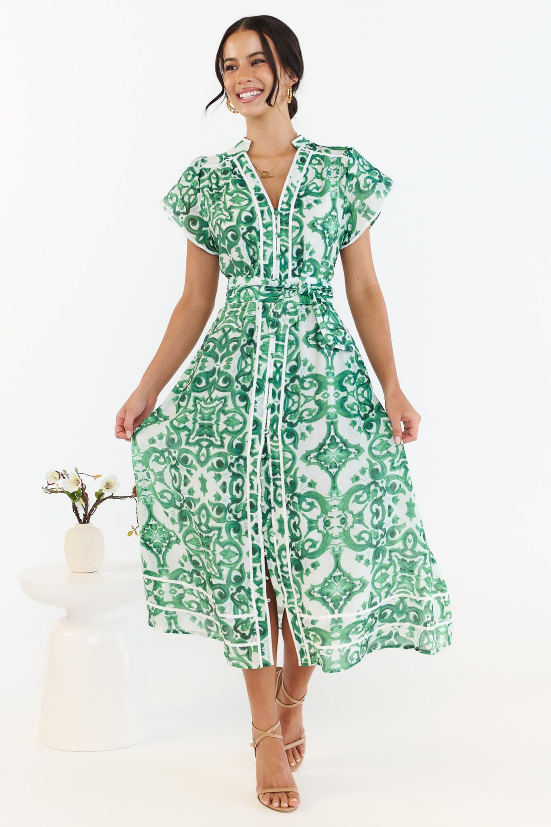 Cara Midi Dress - Green