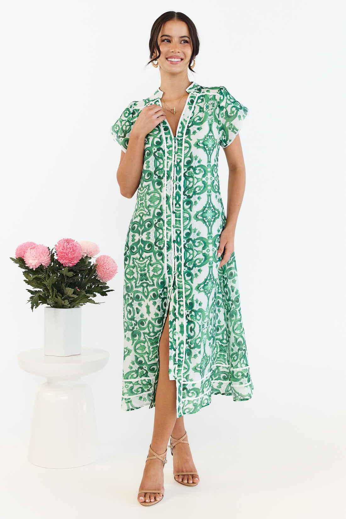 Cara Midi Dress - Green