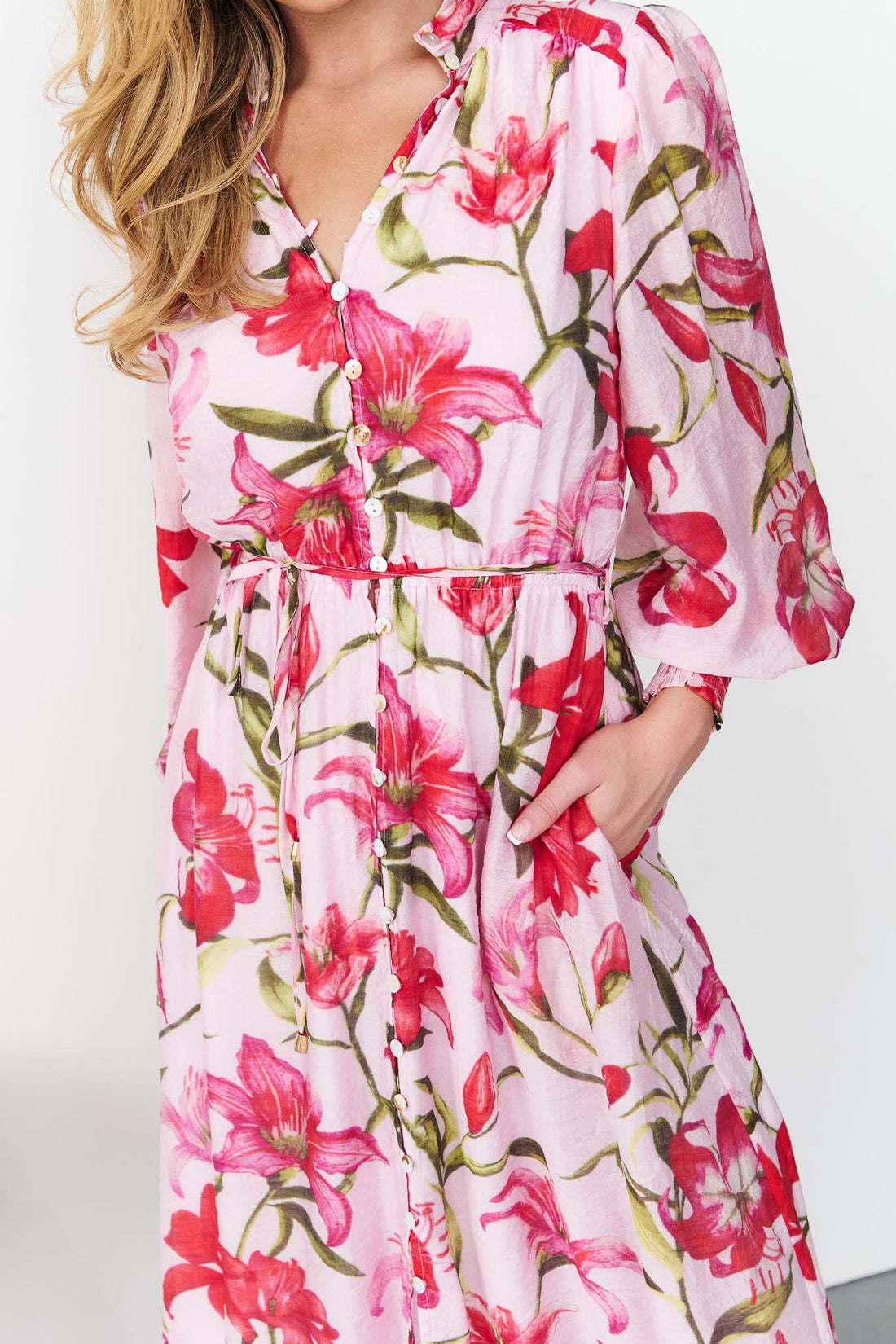 Cara Midi Dress - Pink - FINAL SALE