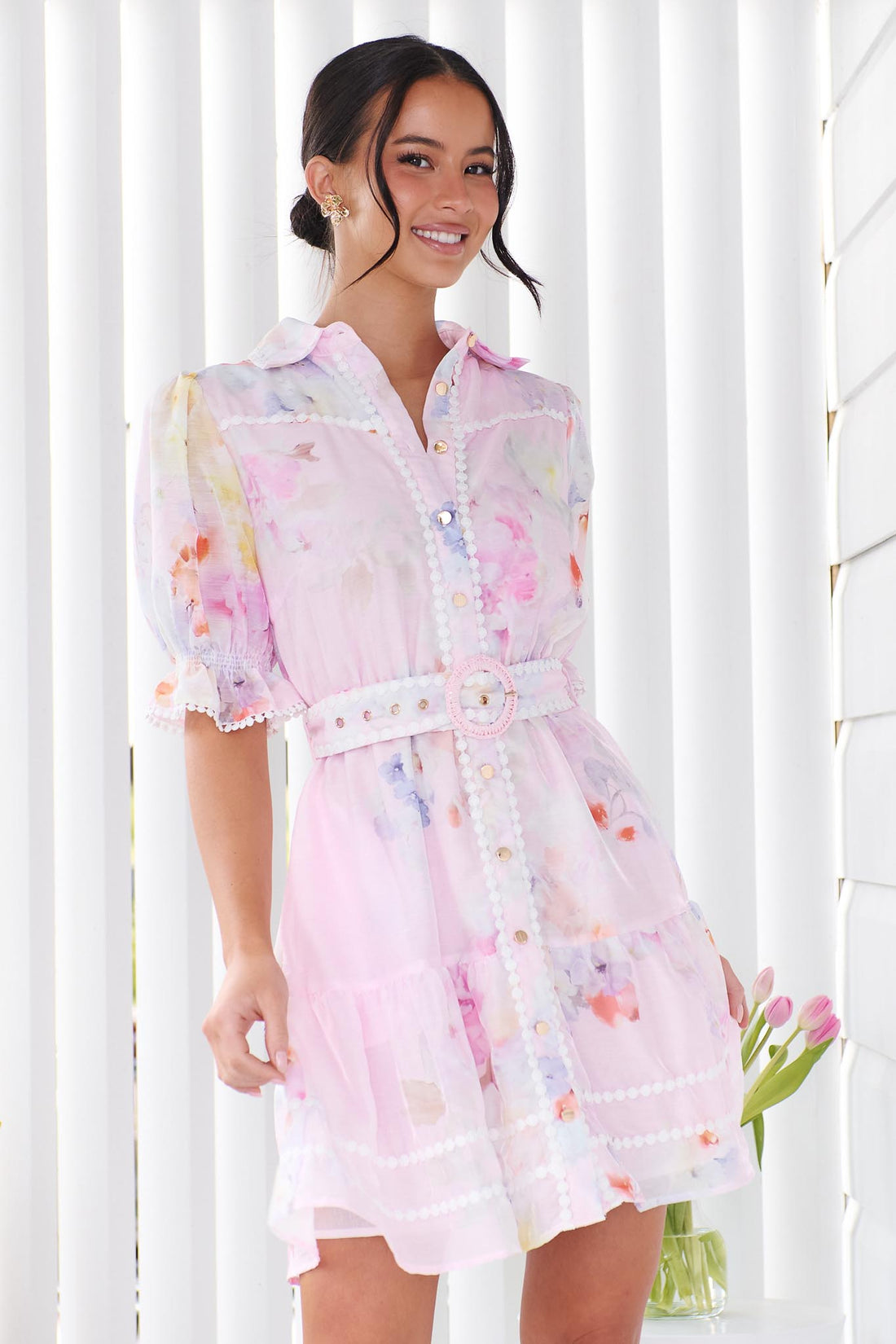 Charlotte Lace Trim Mini Dress
