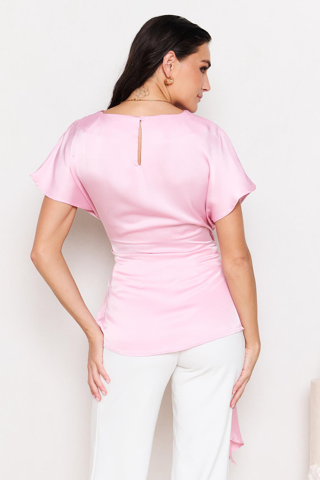 Dana Satin Tie Top - Pink