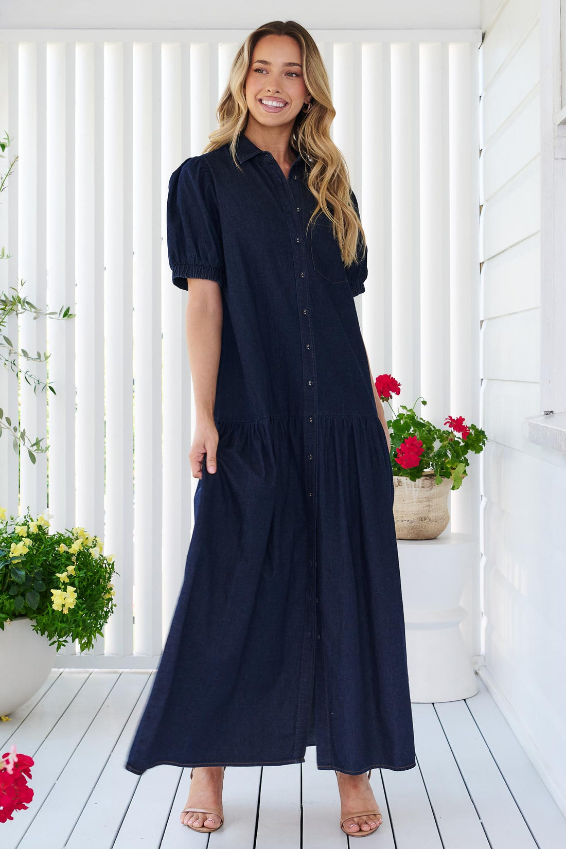 Daniela Lightweight Denim Maxi Dress