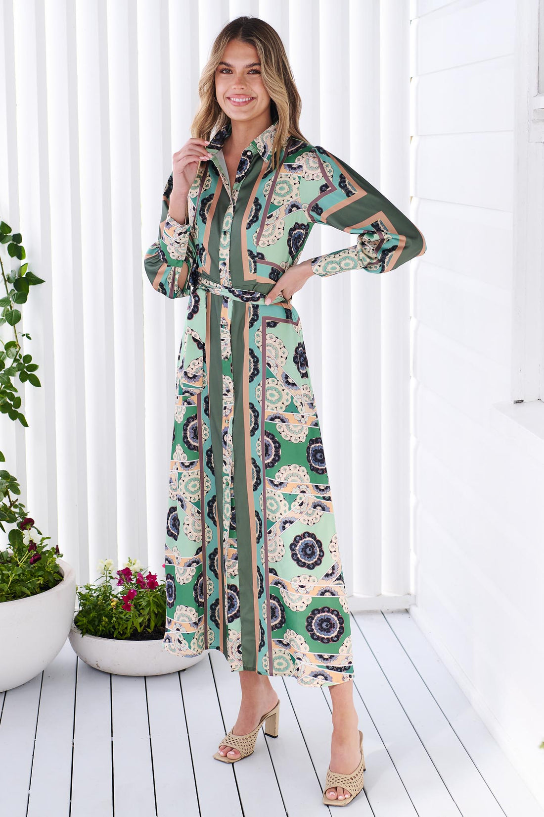 Darcie Shirt Dress - Green