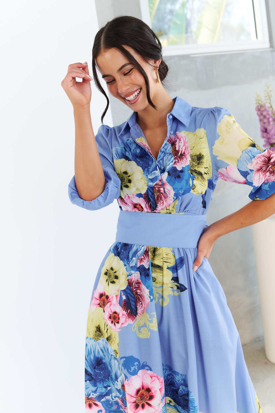 Della Azure Midi Dress - EXCLUSIVE