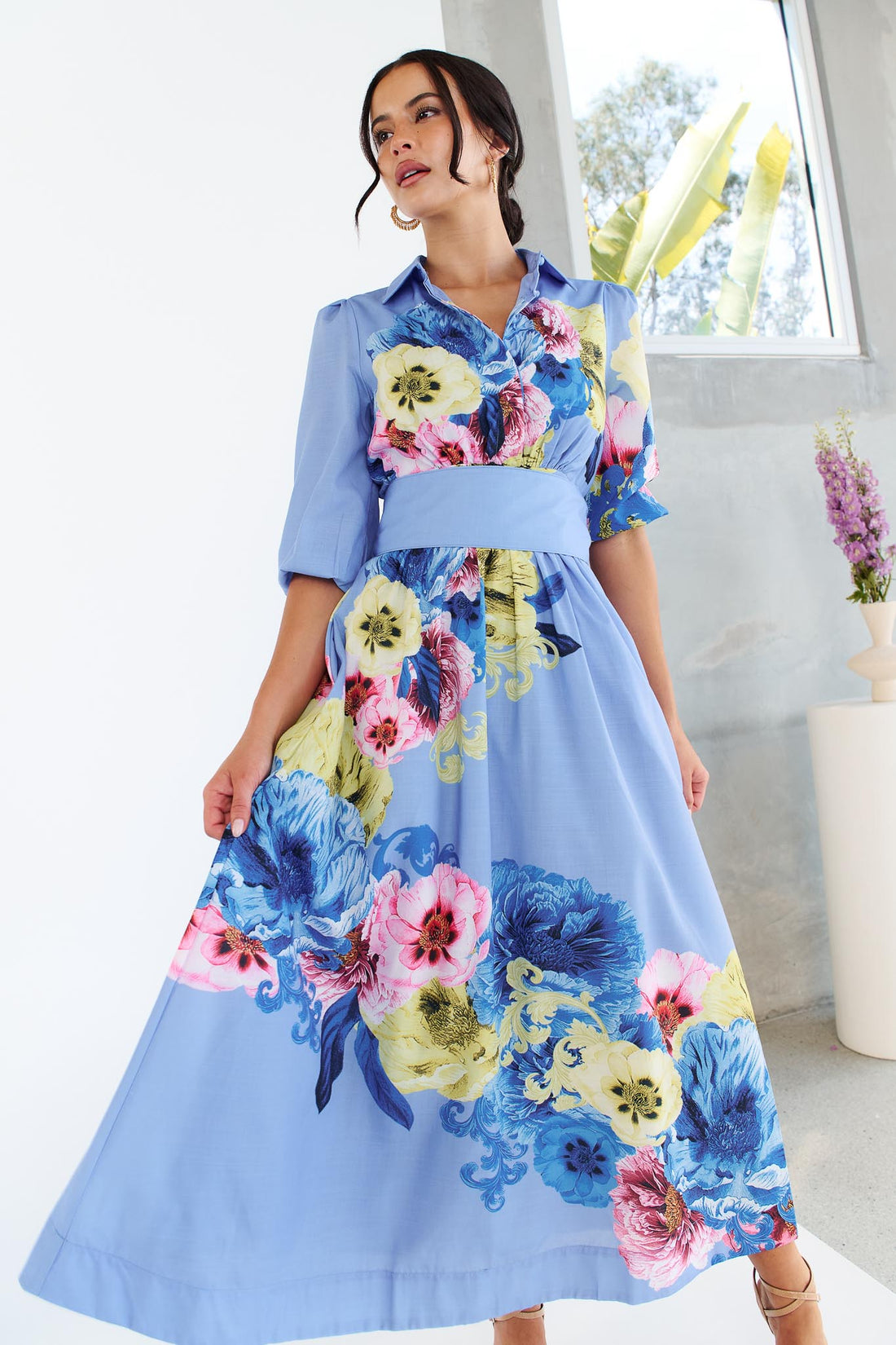 Della Azure Midi Dress - EXCLUSIVE