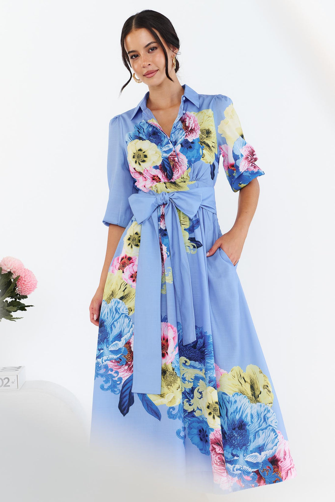 Della Azure Midi Dress - EXCLUSIVE