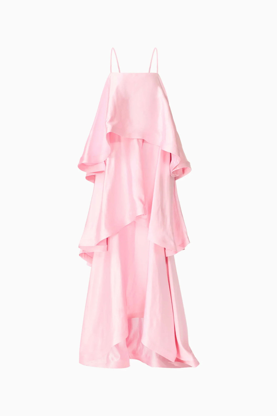 ELLIATT Tilly Tiered Maxi Dress in pale pink evening gown on a white background