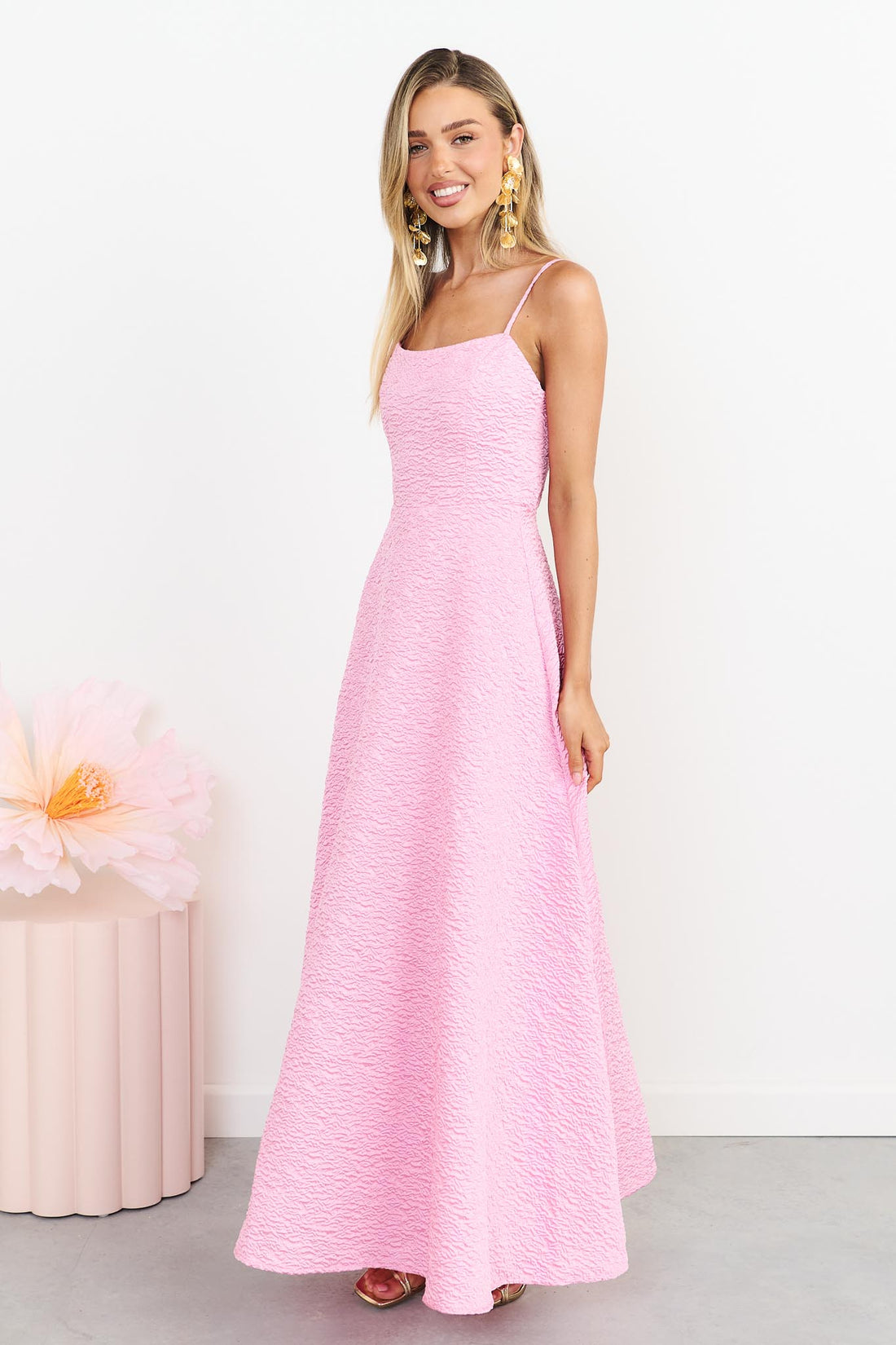 ELLIATT Briallen Jacquard Gown in Pink, side view