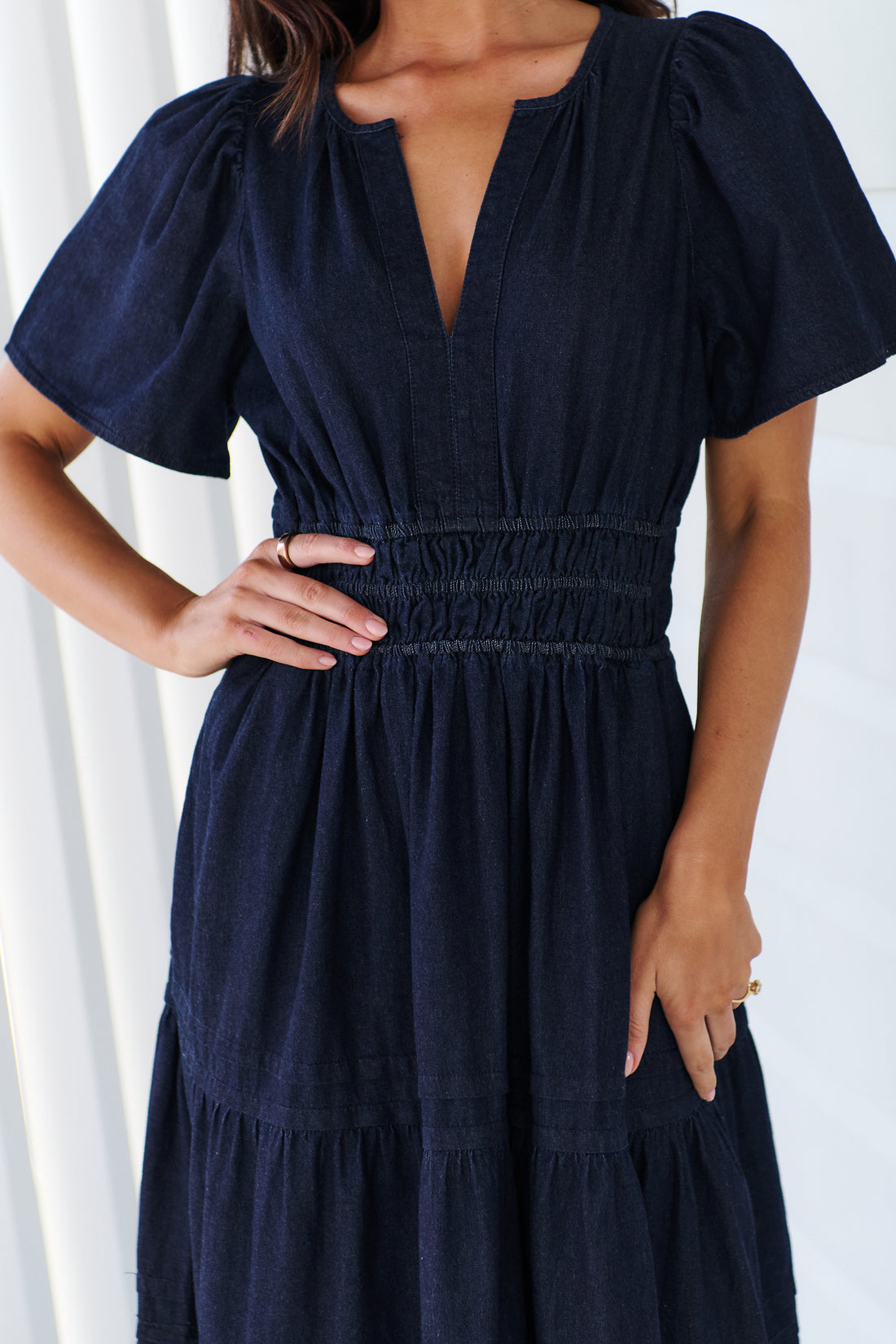 Eliana Lightweight Denim Maxi Dress
