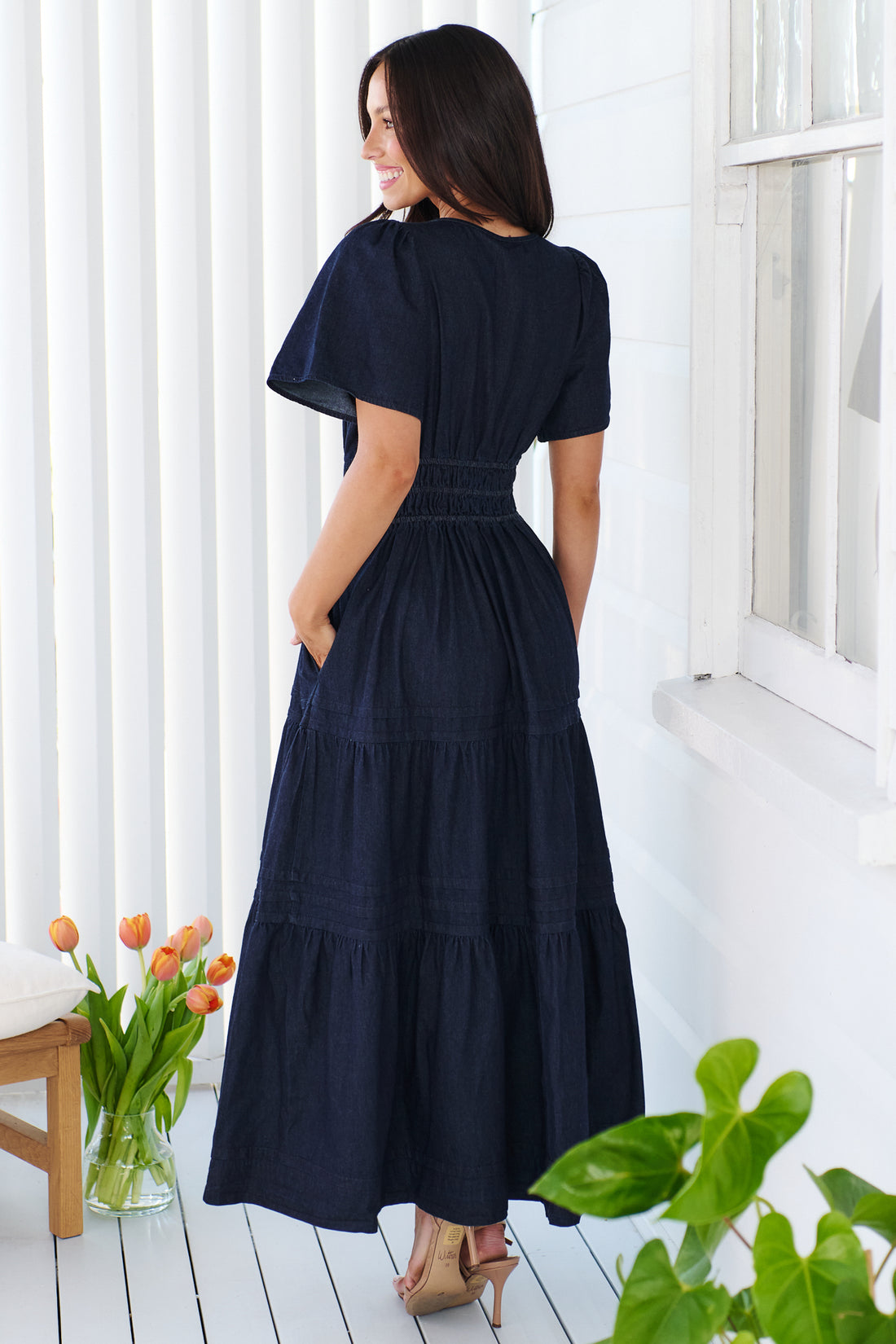 Eliana Lightweight Denim Maxi Dress