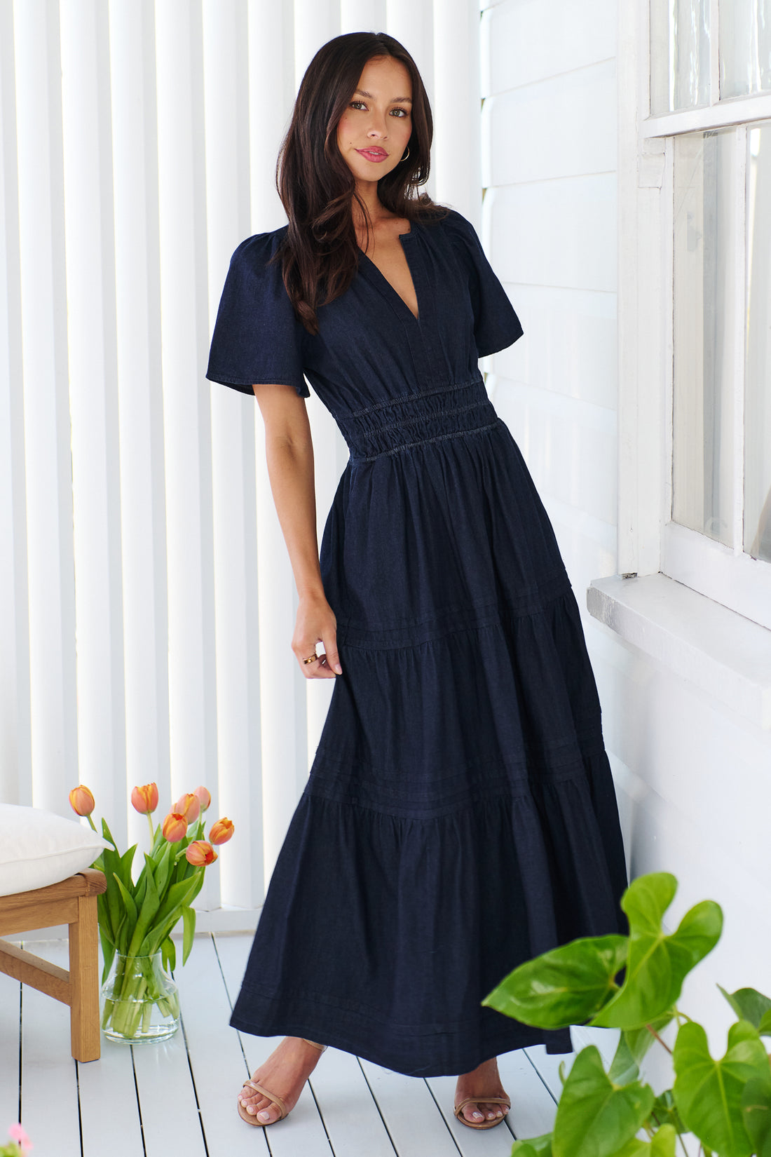 Eliana Lightweight Denim Maxi Dress
