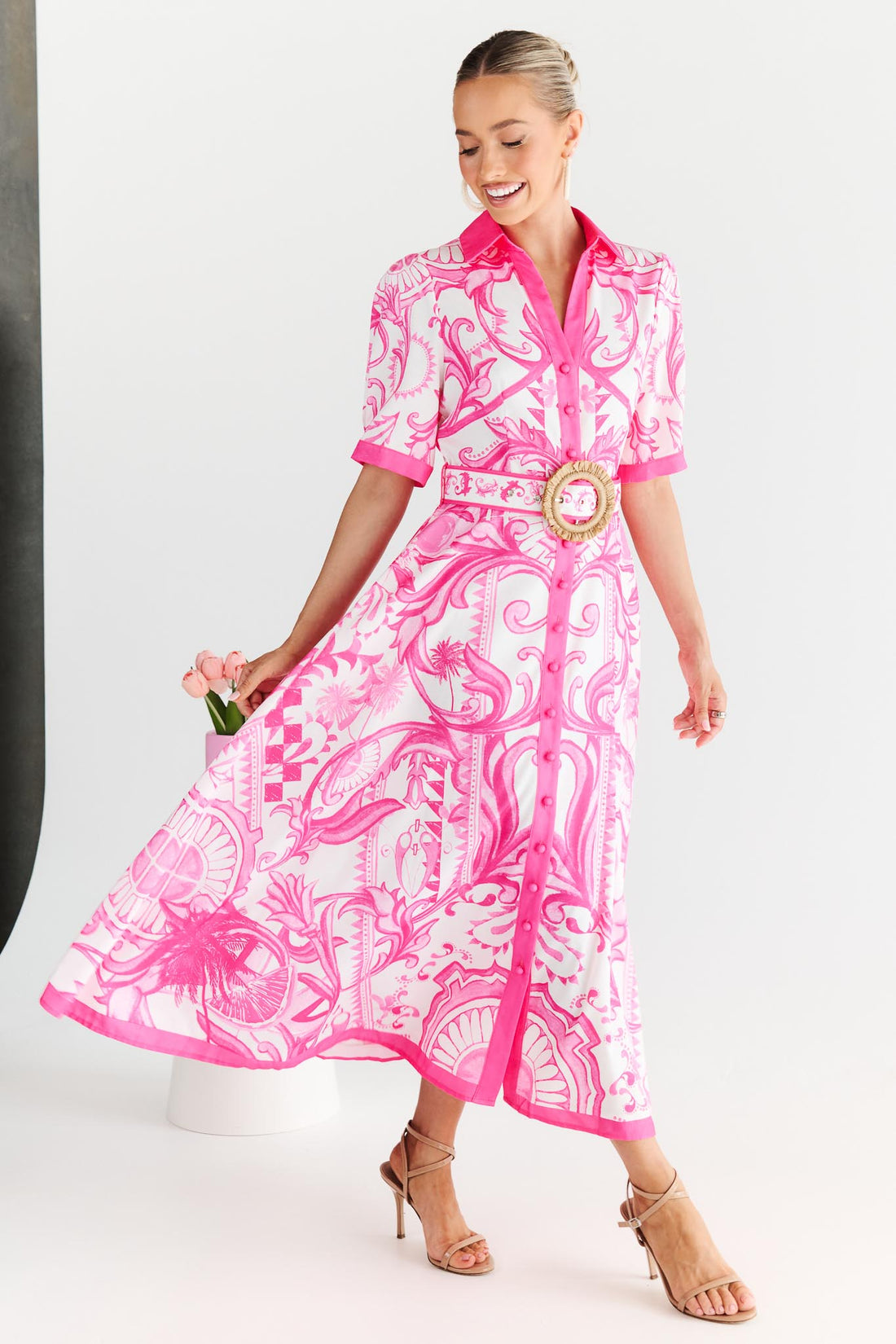 Ellen Midi Dress - Hot Pink - SALE