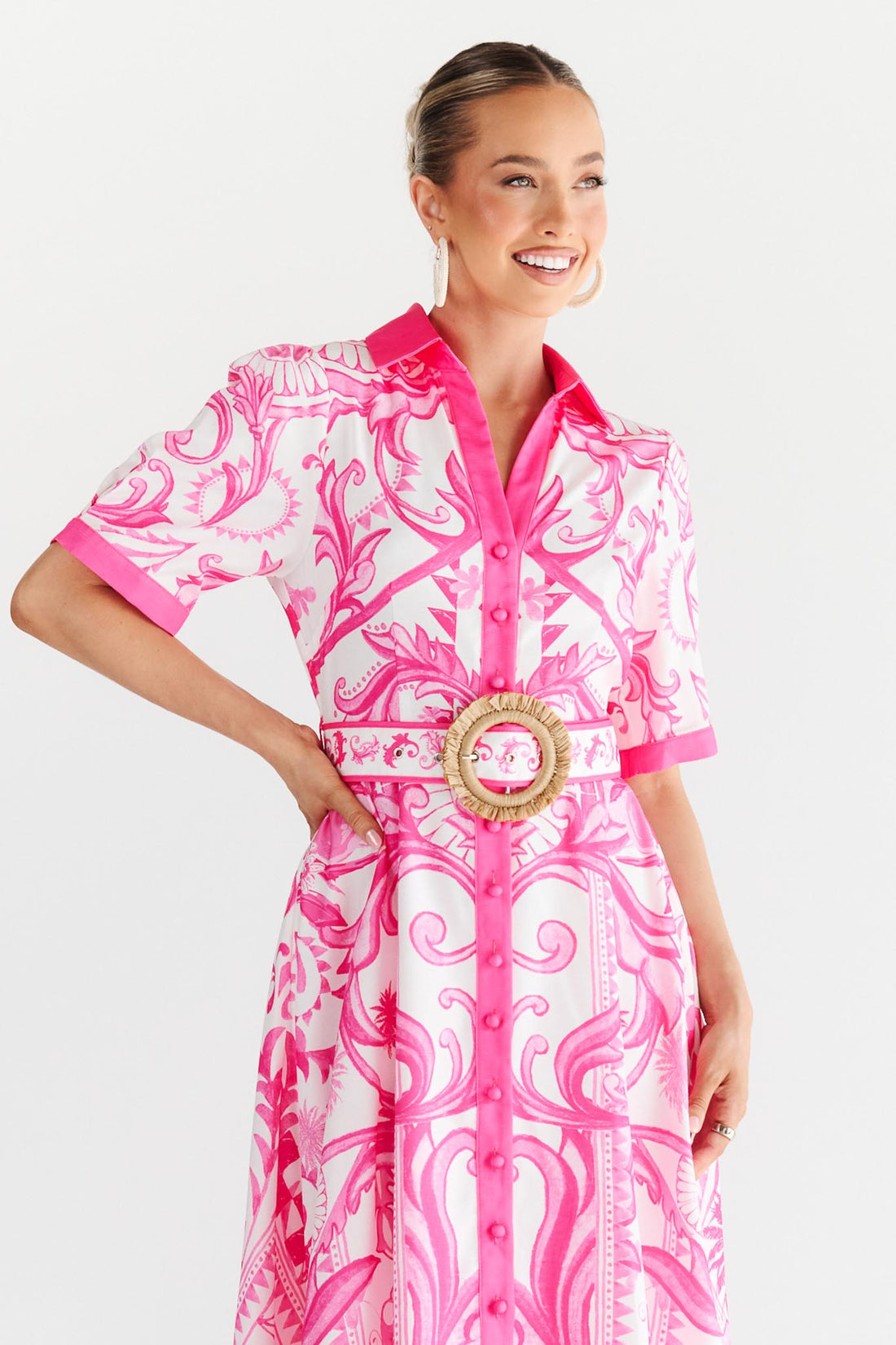 Ellen Midi Dress - Hot Pink - SALE