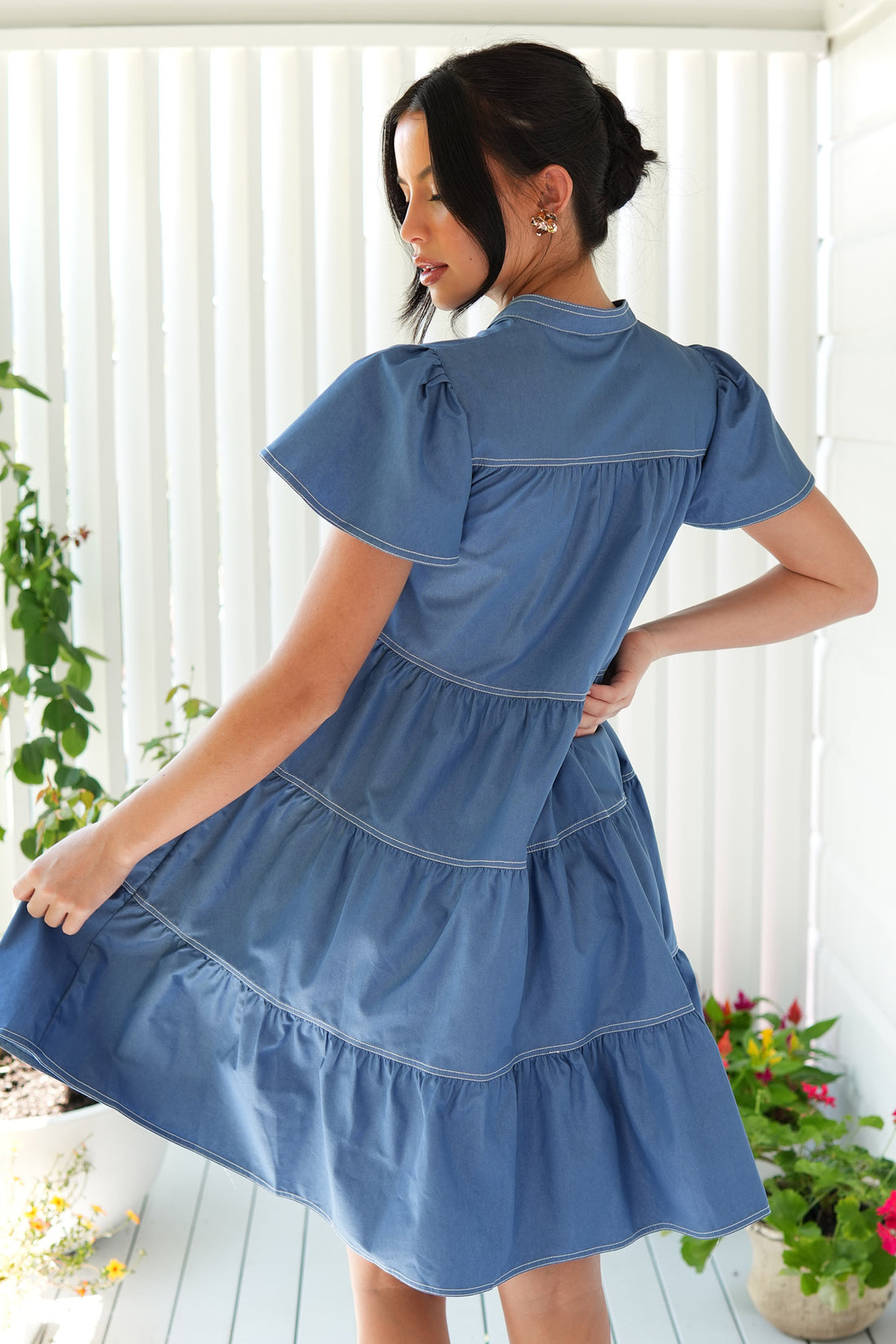 Emma Cotton Dress - Blue