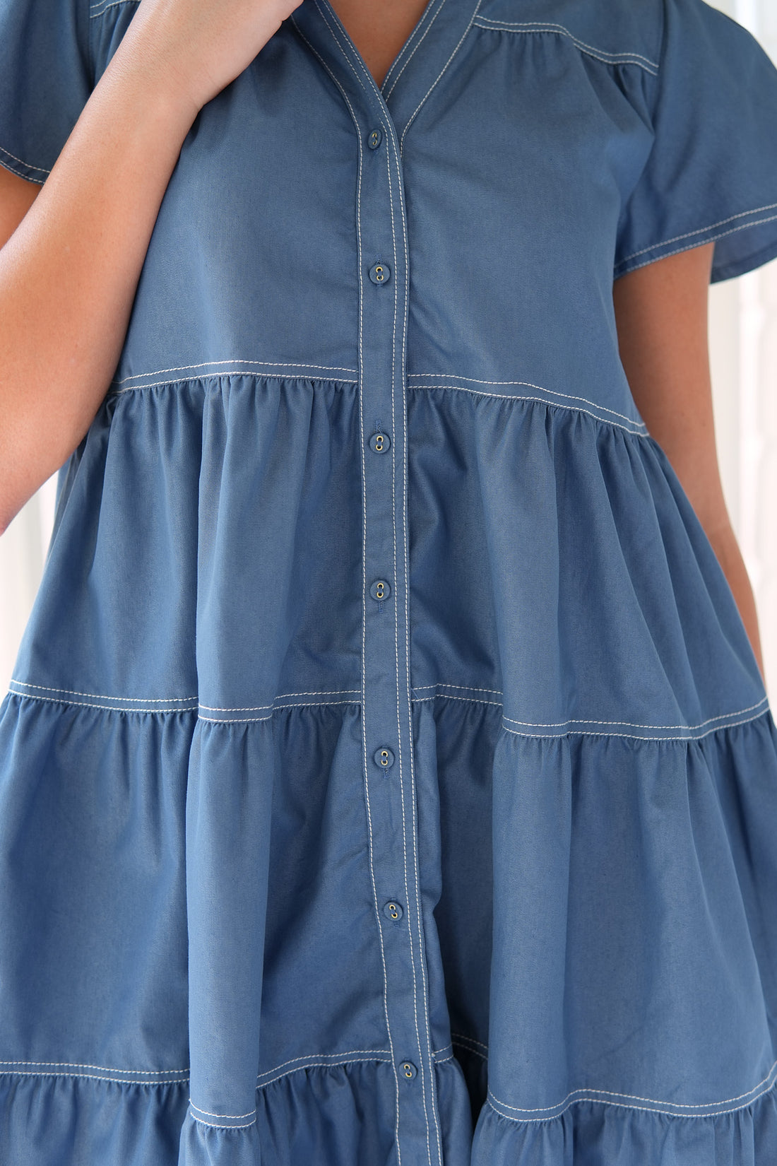 Emma Cotton Dress - Blue