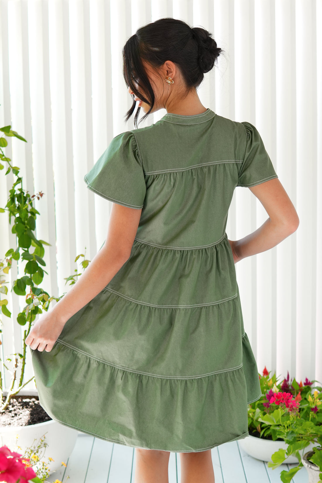 Emma Cotton Dress - Sage