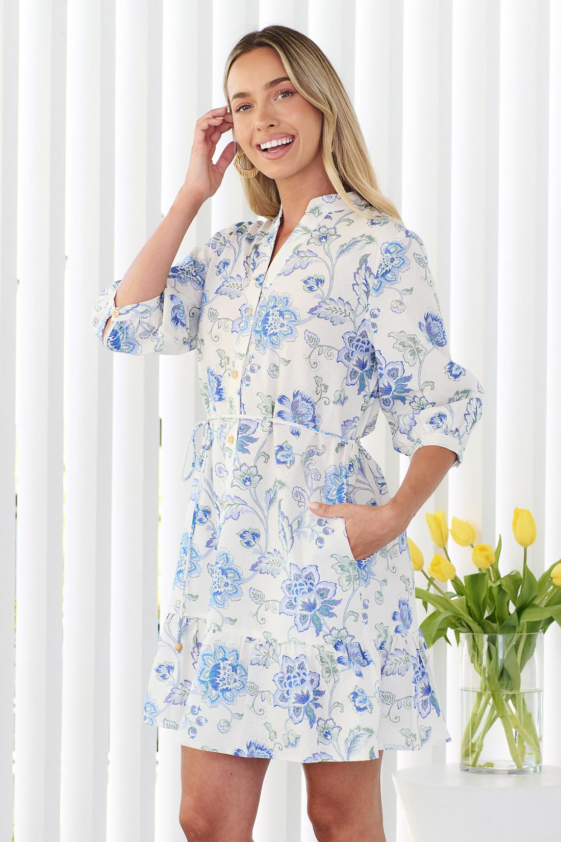 Emmy Cotton Dress - Blue