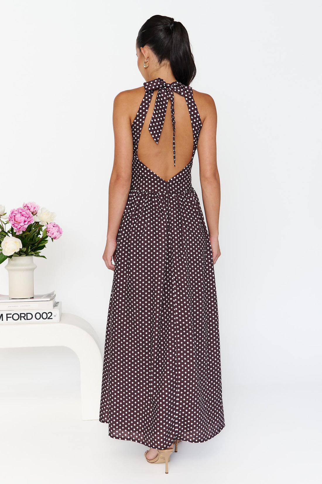Erina Polka Dot Maxi Dress - Chocolate