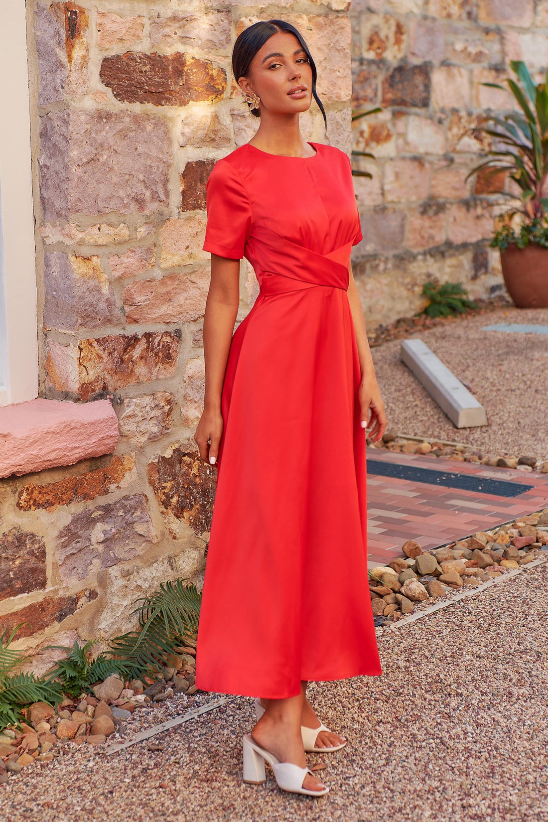 Eugenie Midi Dress - Red - FINAL SALE