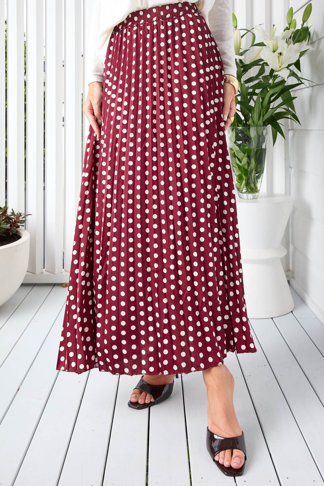 Eva Spot Print Midi Skirt