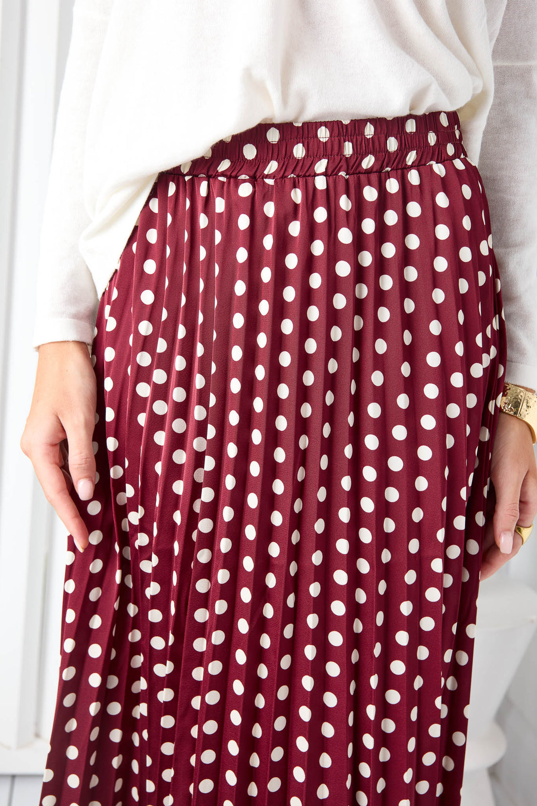 Eva Spot Print Midi Skirt