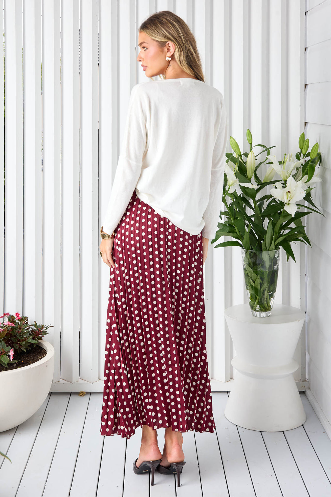 Eva Spot Print Midi Skirt